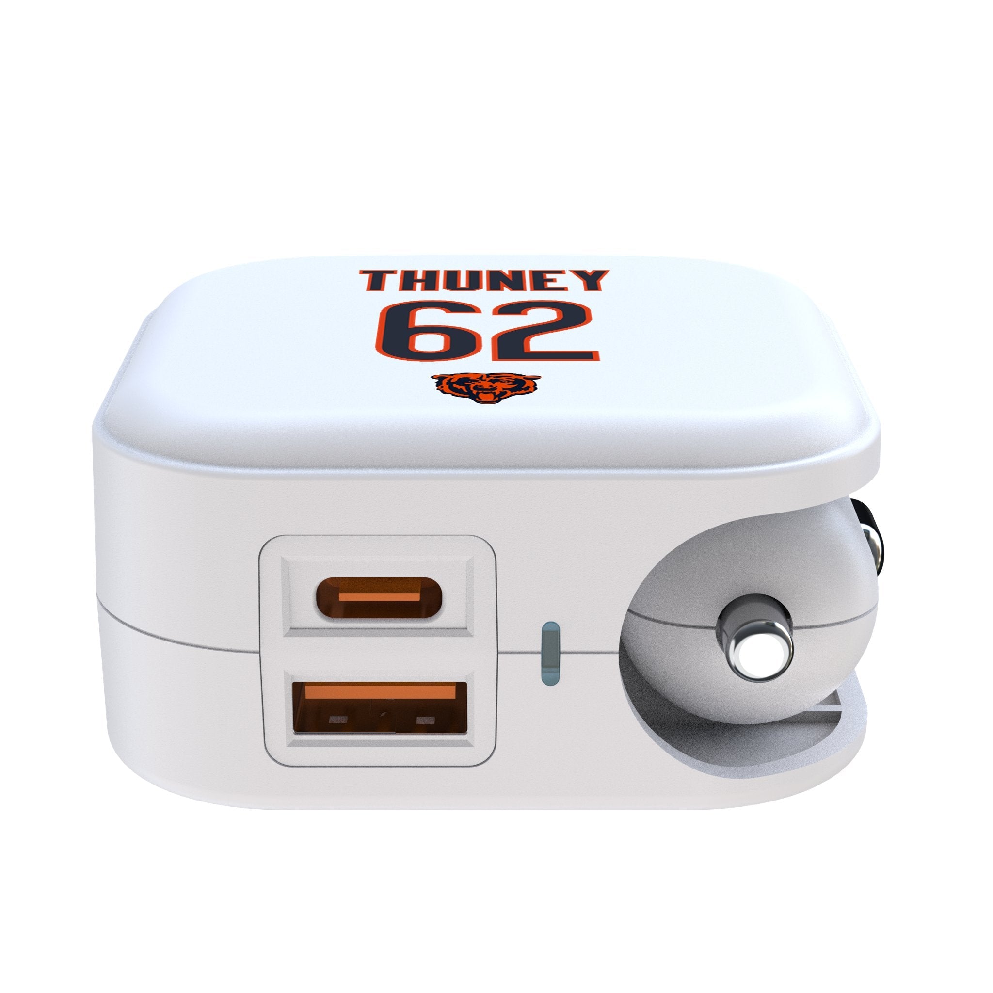Joe Thuney Chicago Bears 62 Game Tactic 2 in 1 USB Charger - Sports Gifts, Sports Memorabilia, Sports Collectibles, Fan Shop