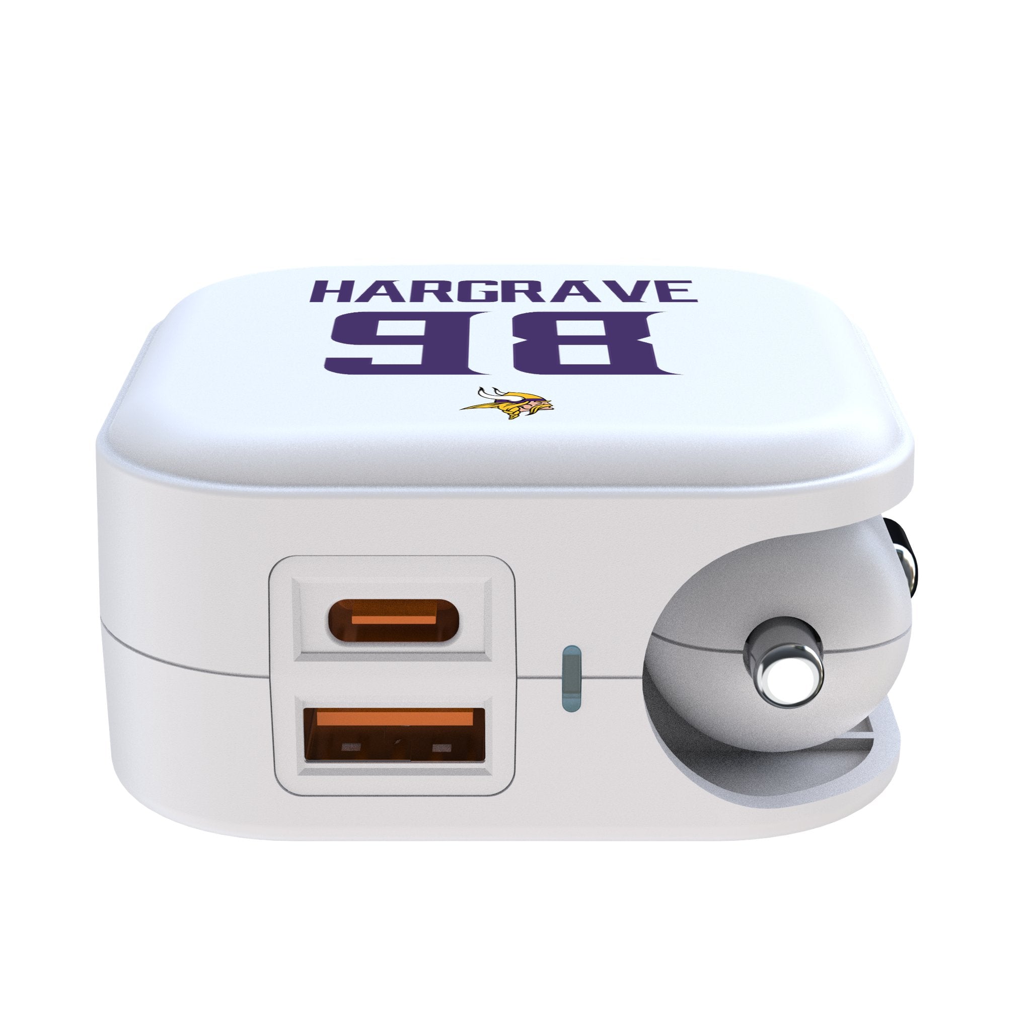 Javon Hargrave Minnesota Vikings 98 Game Tactic 2 in 1 USB Charger - Sports Gifts, Sports Memorabilia, Sports Collectibles, Fan Shop