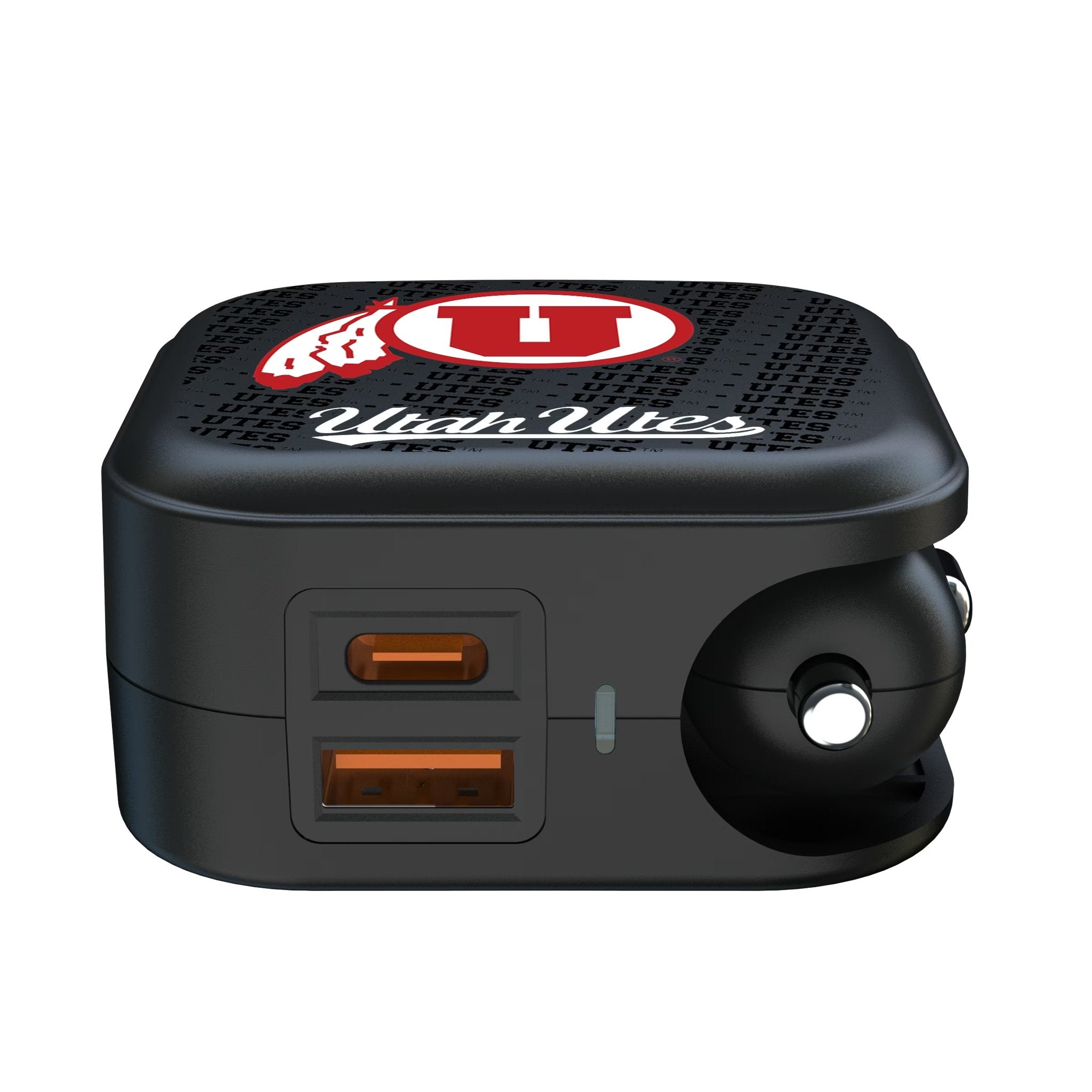 University of Utah Utes Text Backdrop 2 in 1 USB A/C Charger - Sports Gifts, Sports Memorabilia, Sports Collectibles, Fan Shop