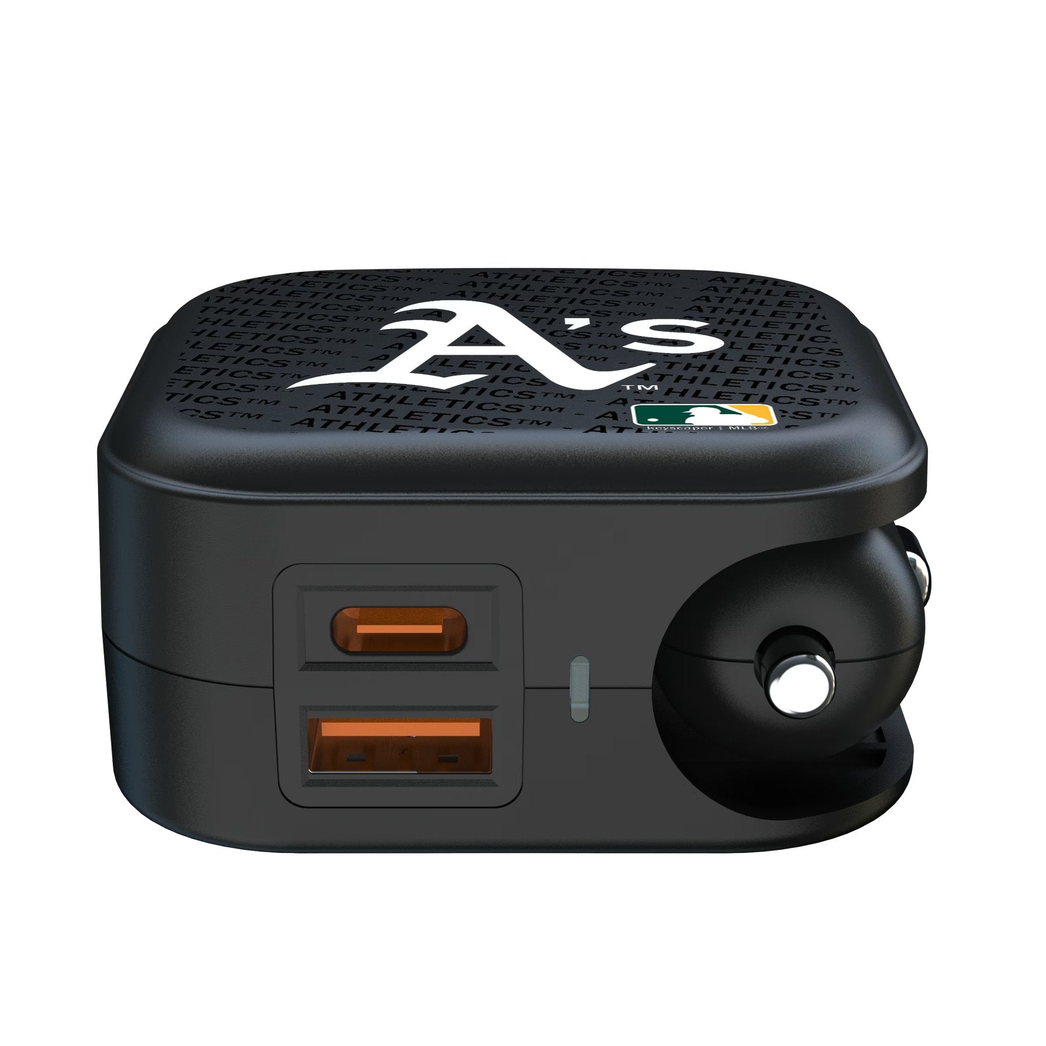 Oakland Athletics Text Backdrop 2 in 1 USB A/C Charger - Sports Gifts, Sports Memorabilia, Sports Collectibles, Fan Shop