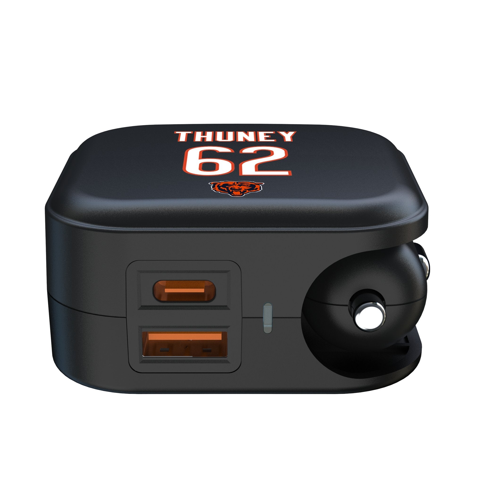 Joe Thuney Chicago Bears 62 Game Tactic 2 in 1 USB A/C Charger - Sports Gifts, Sports Memorabilia, Sports Collectibles, Fan Shop