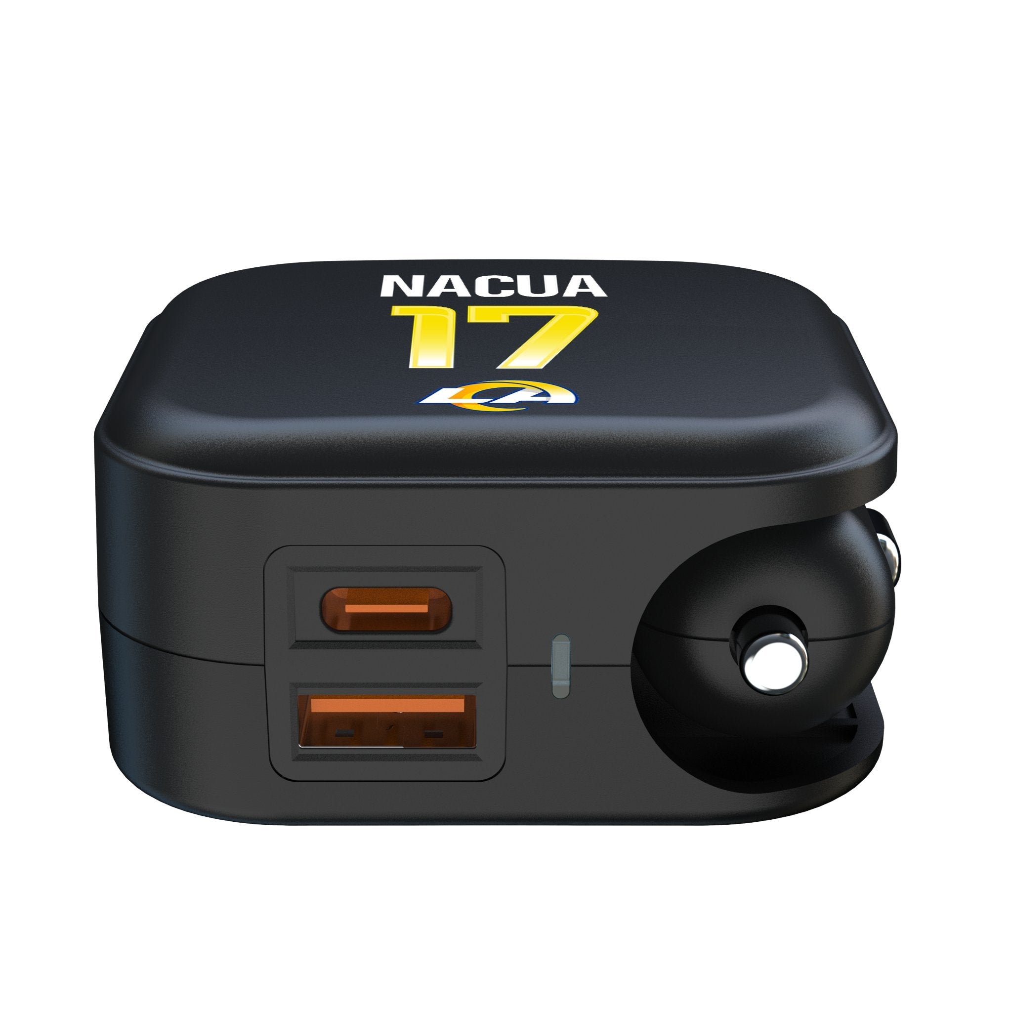 Puka Nacua Los Angeles Rams 17 Game Tactic 2 in 1 USB A/C Charger - Sports Gifts, Sports Memorabilia, Sports Collectibles, Fan Shop