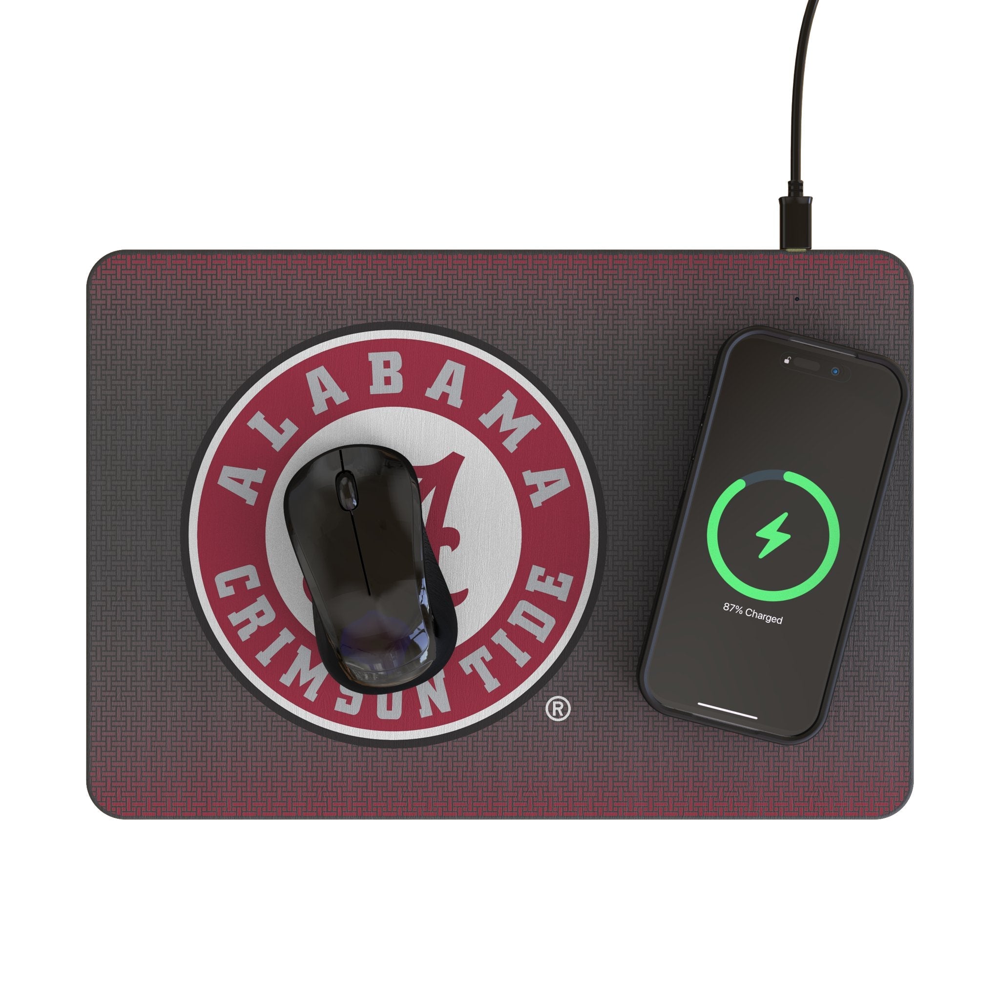 University of Alabama Crimson Tide Linen 15-Watt Wireless Charger and Mouse Pad - Sports Gifts, Sports Memorabilia, Sports Collectibles, Fan Shop