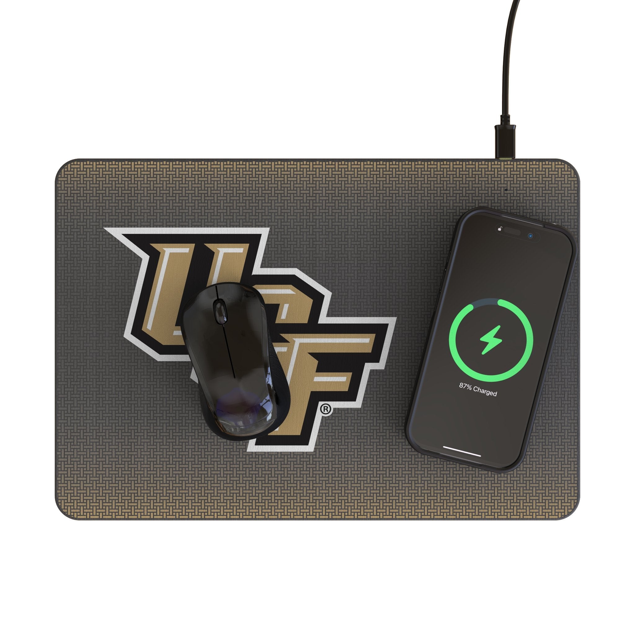 University of Central Florida Golden Knights Linen 15-Watt Wireless Charger and Mouse Pad - Sports Gifts, Sports Memorabilia, Sports Collectibles, Fan Shop