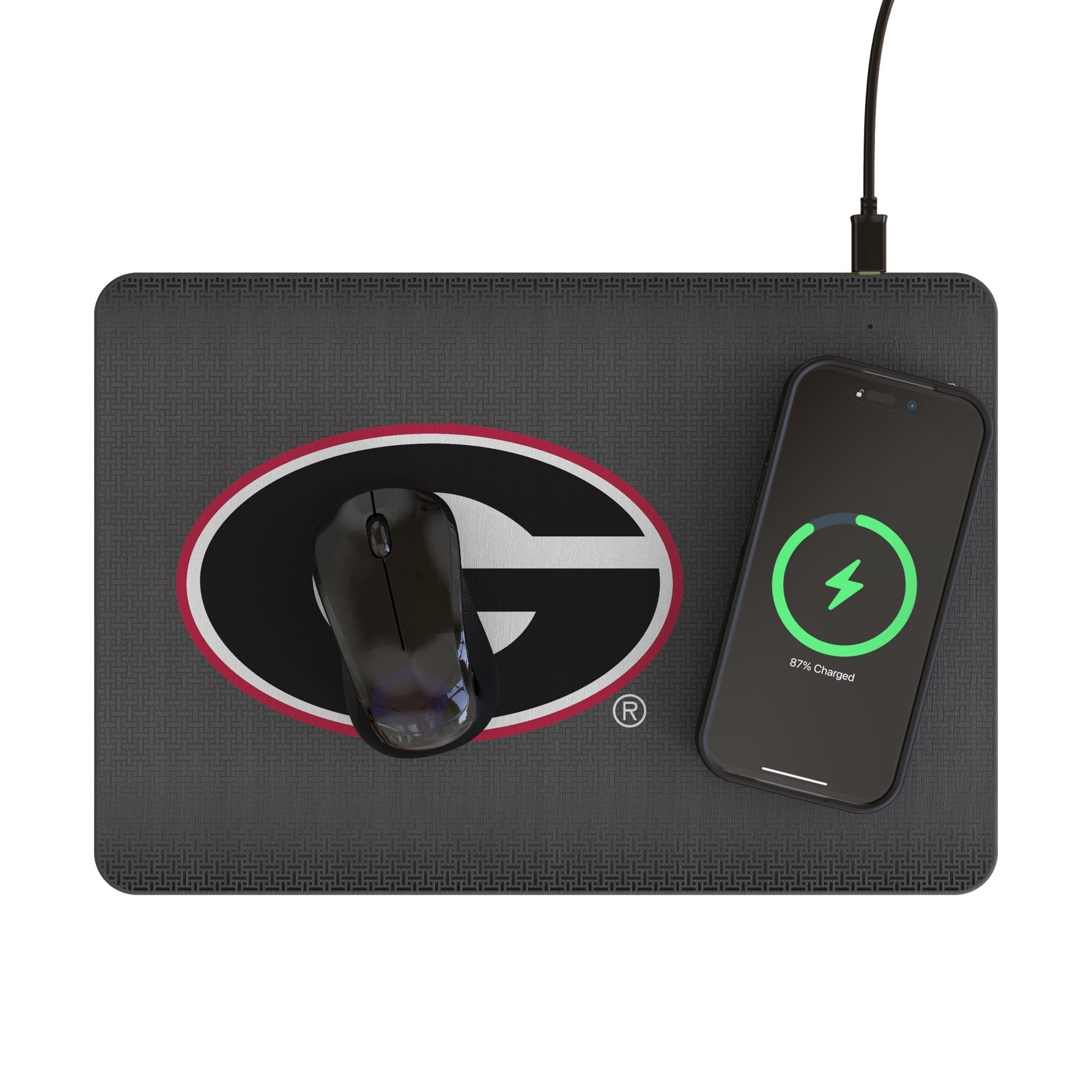 University of Georgia Bulldogs Linen 15-Watt Wireless Charger and Mouse Pad - Sports Gifts, Sports Memorabilia, Sports Collectibles, Fan Shop