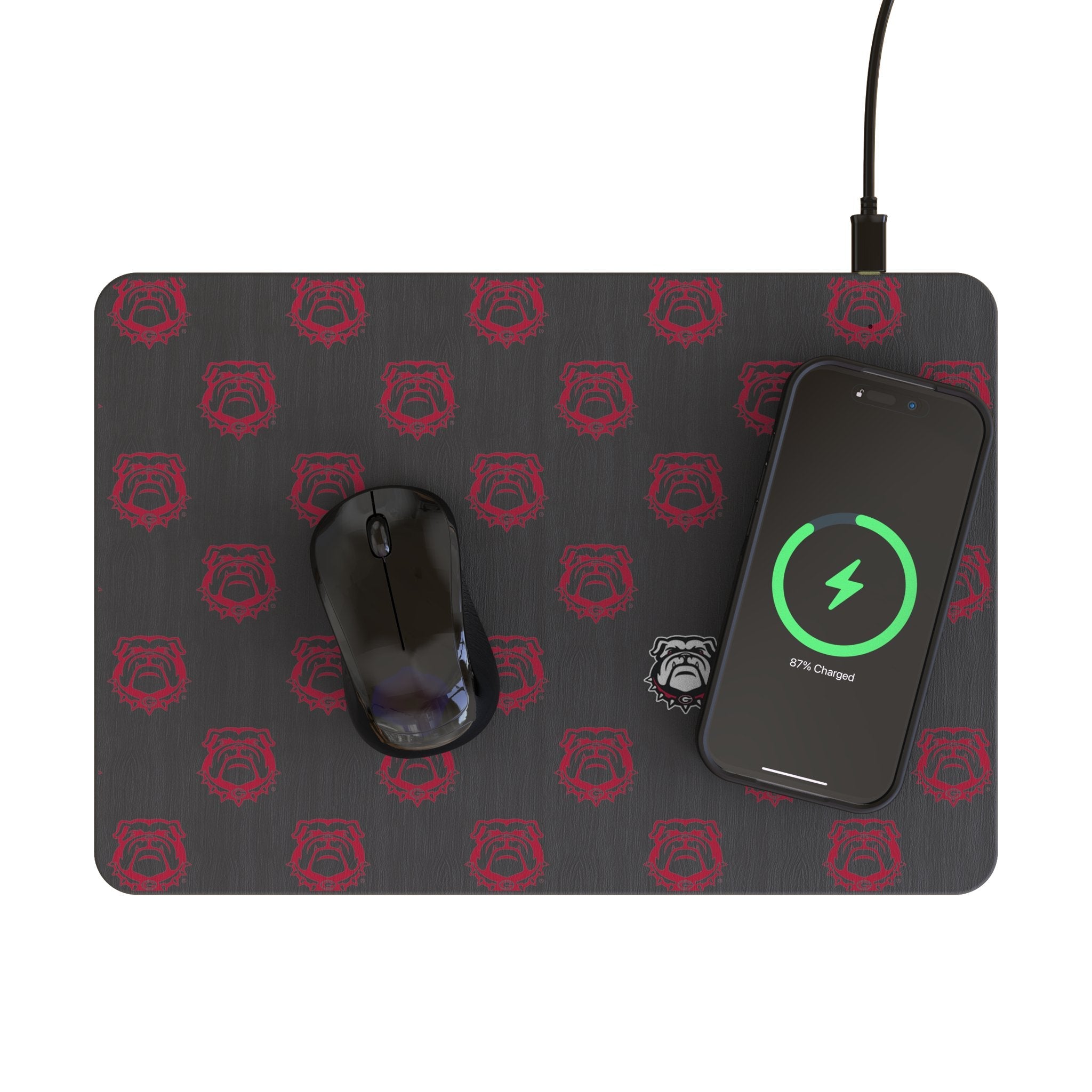 University of Georgia Bulldogs Uga Fashion Pattern 15-Watt Wireless Charger and Mouse Pad - Sports Gifts, Sports Memorabilia, Sports Collectibles, Fan Shop
