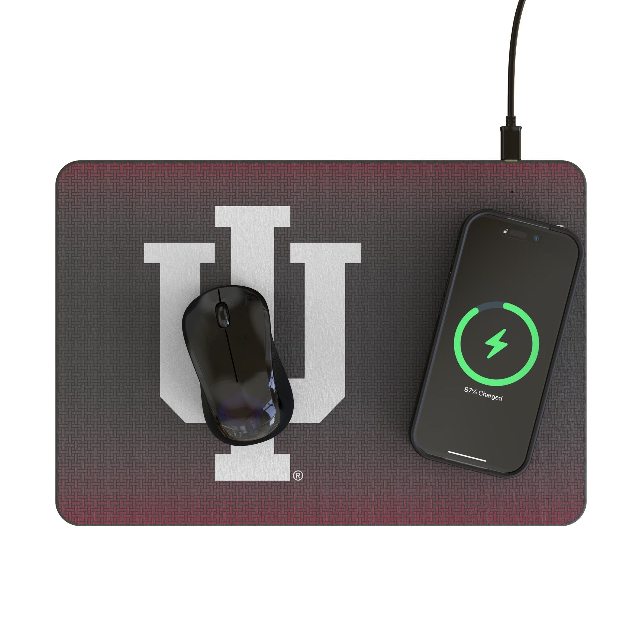 Indiana University Hoosiers Linen 15-Watt Wireless Charger and Mouse Pad - Sports Gifts, Sports Memorabilia, Sports Collectibles, Fan Shop