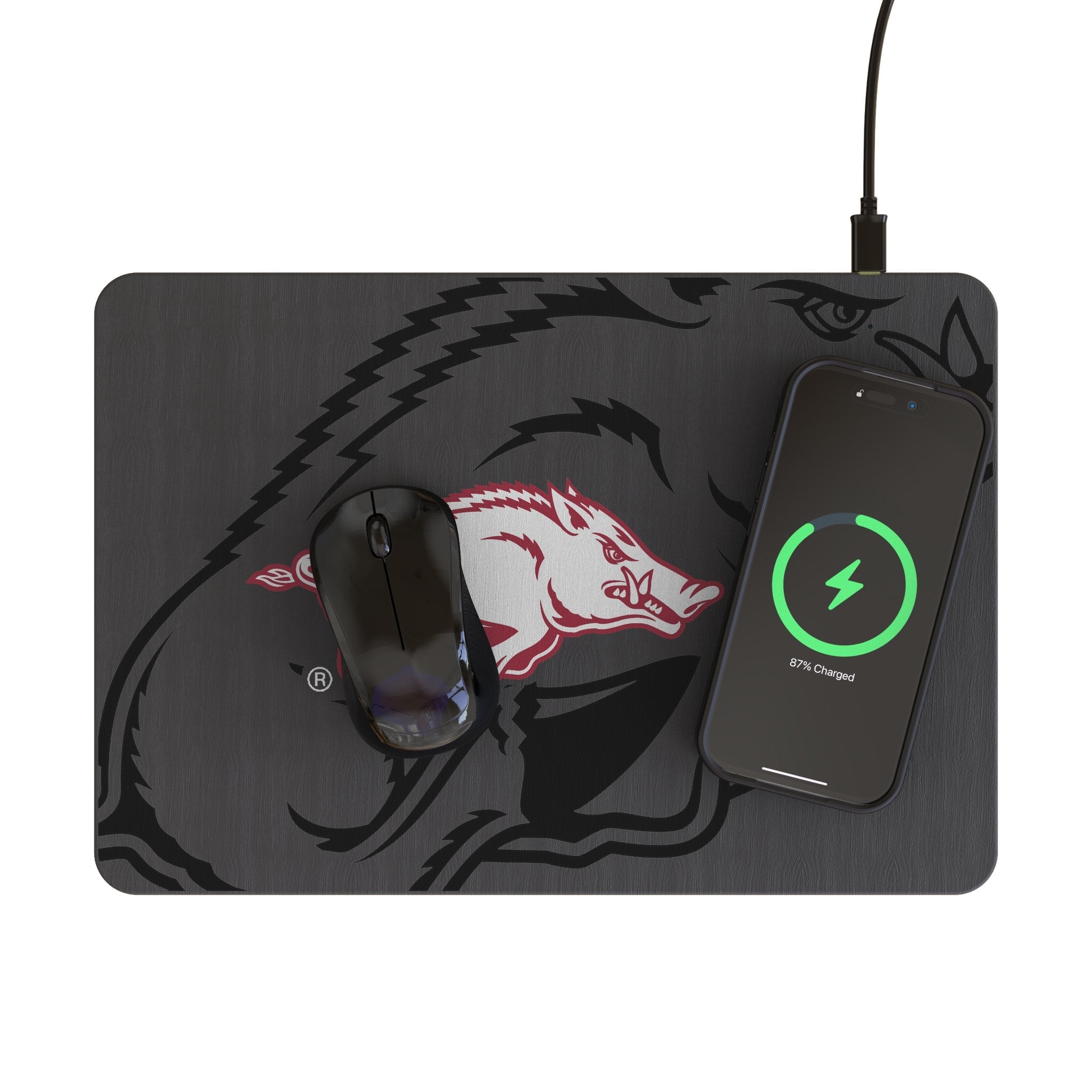 University of Arkansas Fayetteville Razorbacks Monocolor Tilt 15-Watt Wireless Charger and Mouse Pad - Sports Gifts, Sports Memorabilia, Sports Collectibles, Fan Shop