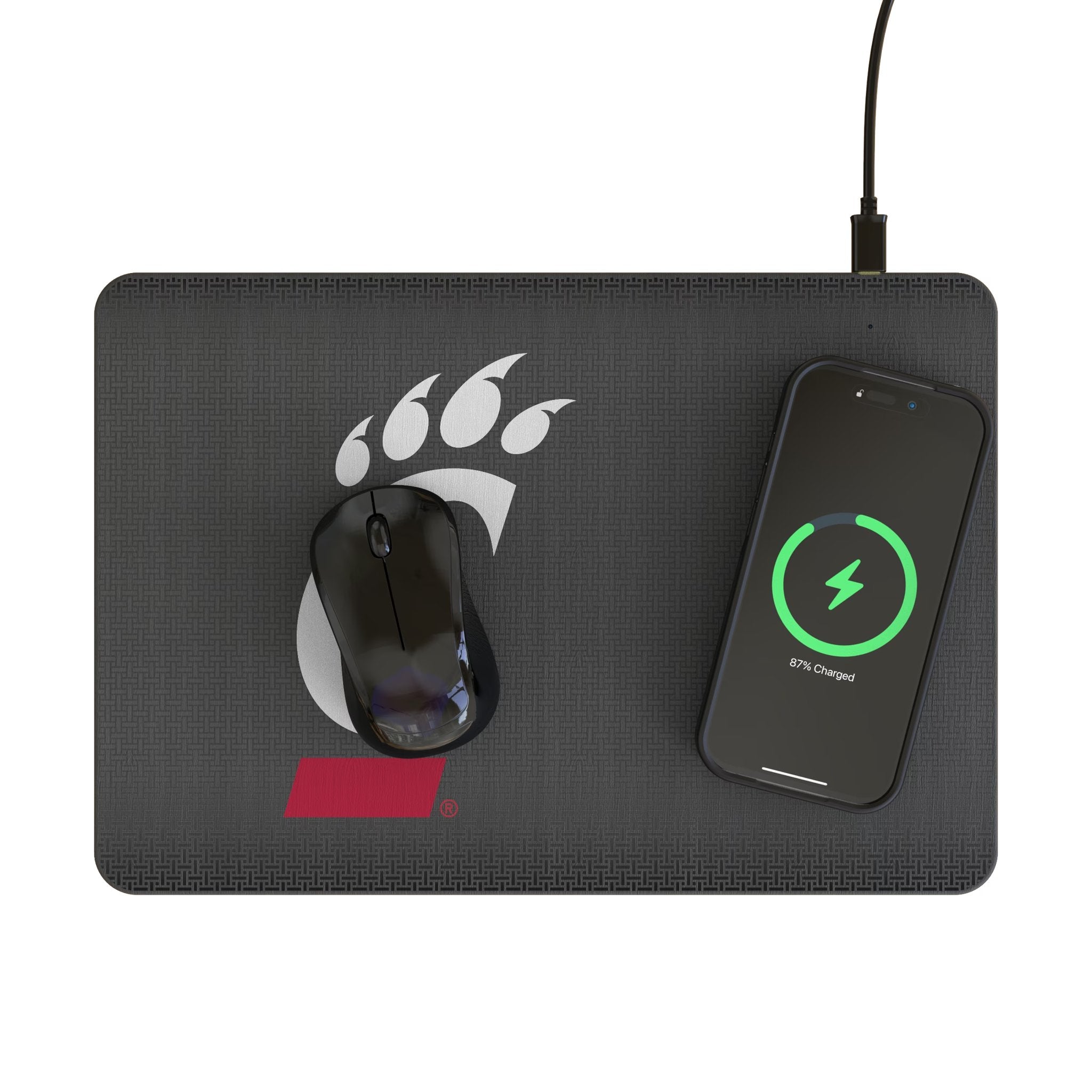 University of Cincinnati Bearcats Linen 15-Watt Wireless Charger and Mouse Pad - Sports Gifts, Sports Memorabilia, Sports Collectibles, Fan Shop