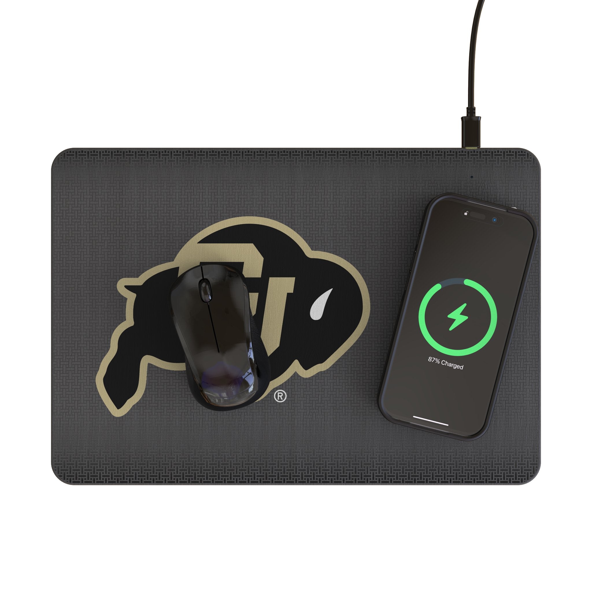 University of Colorado Buffaloes Linen 15-Watt Wireless Charger and Mouse Pad - Sports Gifts, Sports Memorabilia, Sports Collectibles, Fan Shop