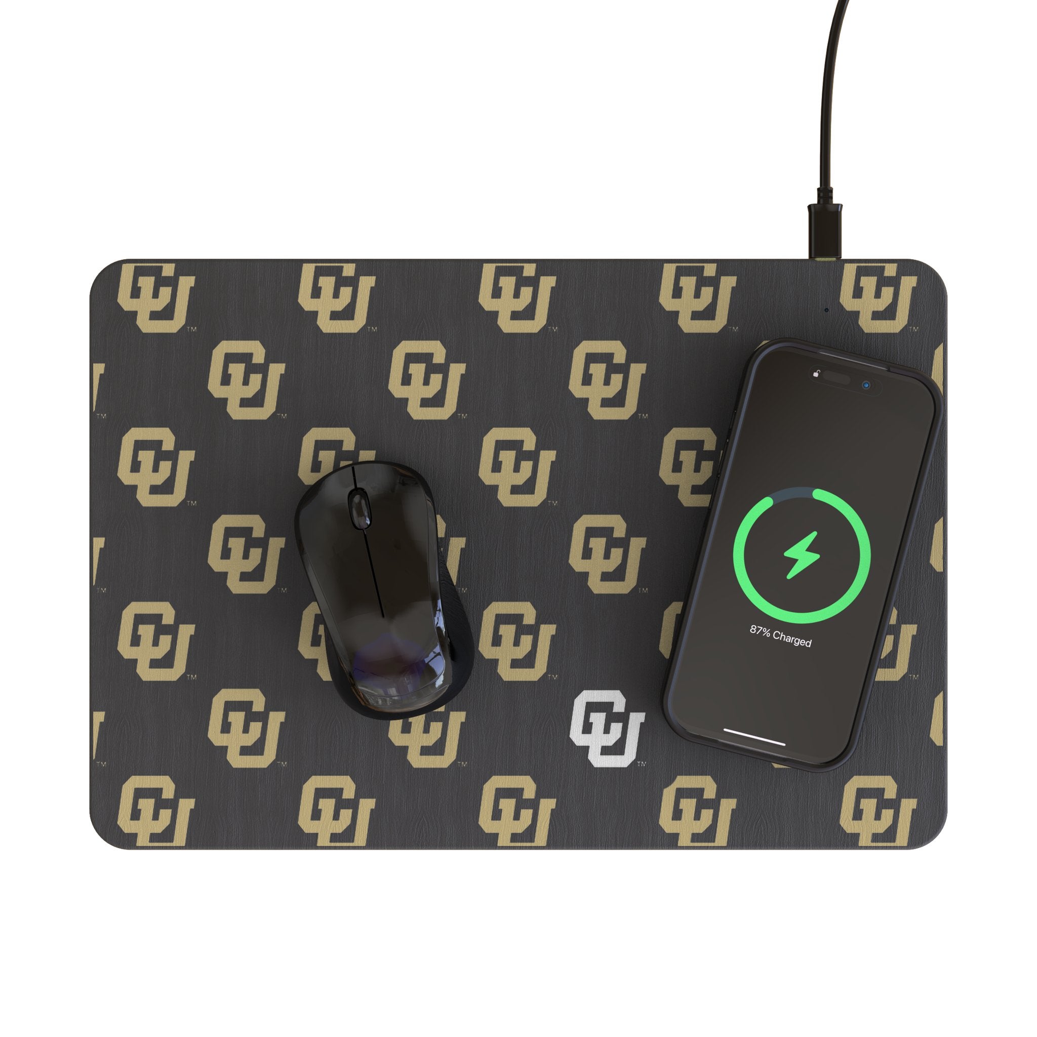 University of Colorado Buffaloes Fashion Pattern 15-Watt Wireless Charger and Mouse Pad - Sports Gifts, Sports Memorabilia, Sports Collectibles, Fan Shop
