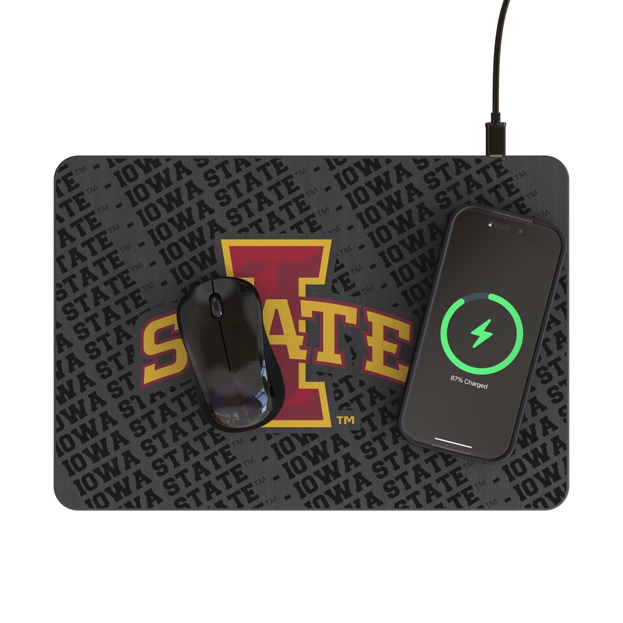 Iowa State University Cyclones Monocolor Tilt 15-Watt Wireless Charger and Mouse Pad - Sports Gifts, Sports Memorabilia, Sports Collectibles, Fan Shop