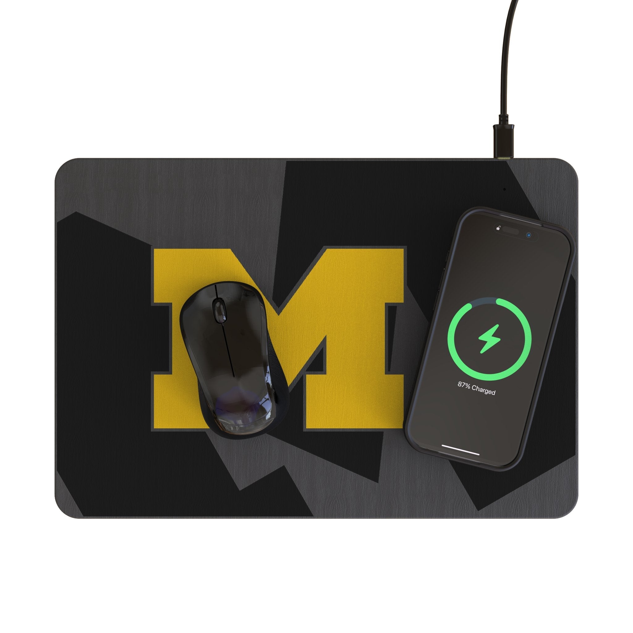 University of Michigan Wolverines Monocolor Tilt 15-Watt Wireless Charger and Mouse Pad - Sports Gifts, Sports Memorabilia, Sports Collectibles, Fan Shop