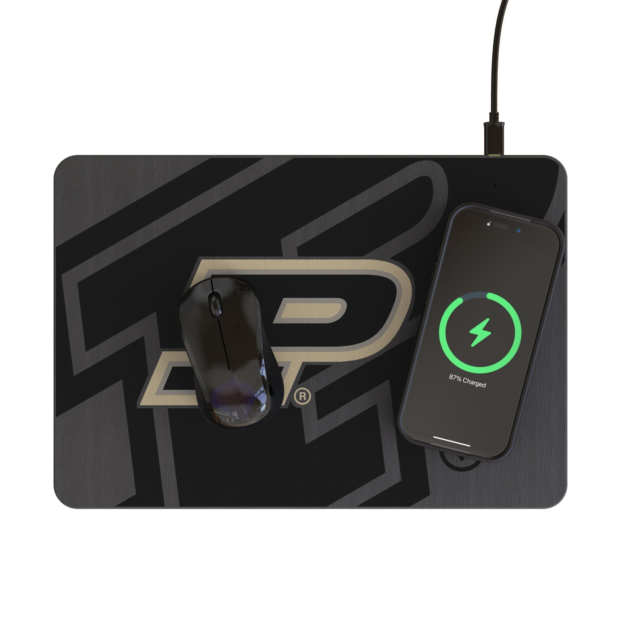 Purdue University Boilermakers Monocolor Tilt 15-Watt Wireless Charger and Mouse Pad - Sports Gifts, Sports Memorabilia, Sports Collectibles, Fan Shop