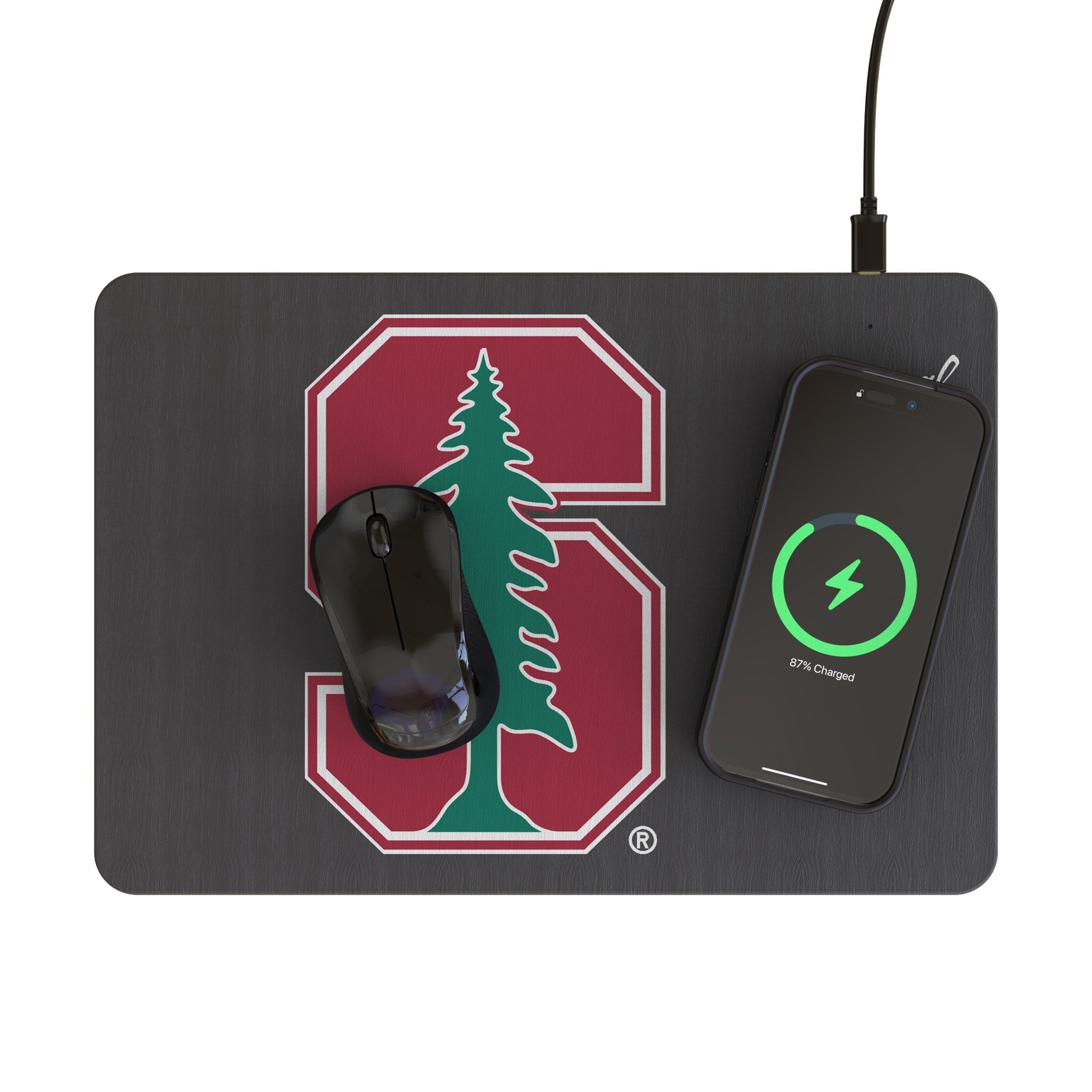 Stanford University Cardinal Monocolor Tilt 15-Watt Wireless Charger and Mouse Pad - Sports Gifts, Sports Memorabilia, Sports Collectibles, Fan Shop