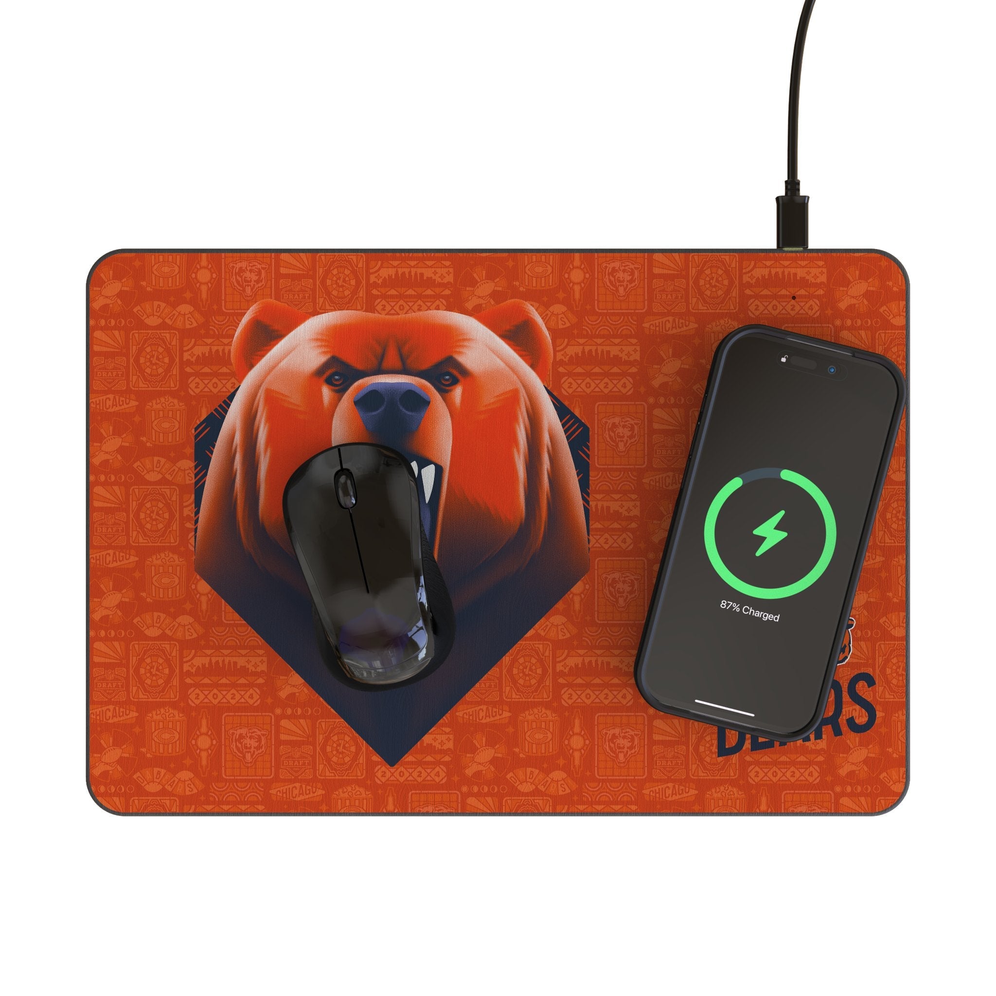 Chicago Bears 2024 Edition 15-Watt Wireless Charger and Mouse Pad - Sports Gifts, Sports Memorabilia, Sports Collectibles, Fan Shop
