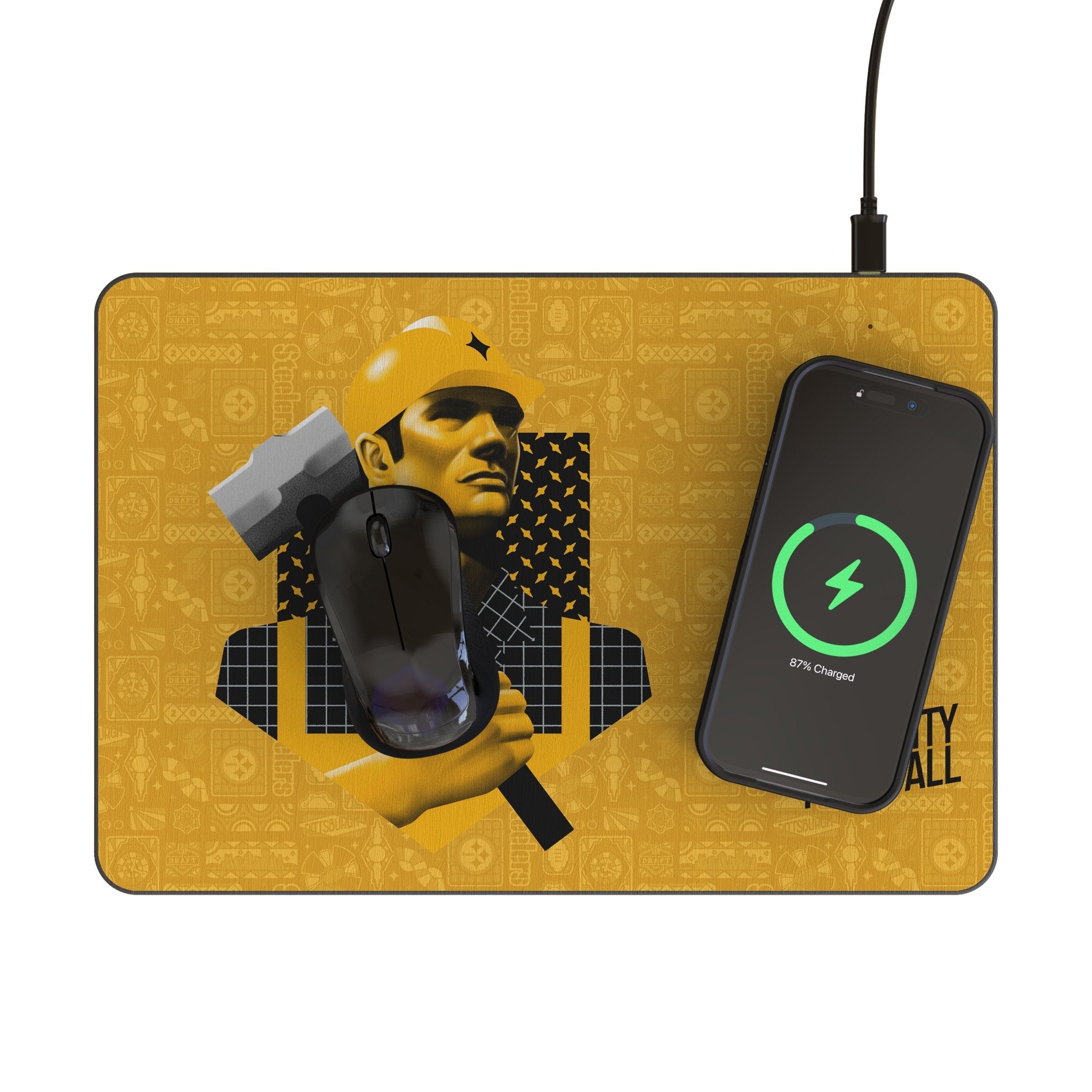 Pittsburgh Steelers 2024 Edition 15-Watt Wireless Charger and Mouse Pad - Sports Gifts, Sports Memorabilia, Sports Collectibles, Fan Shop