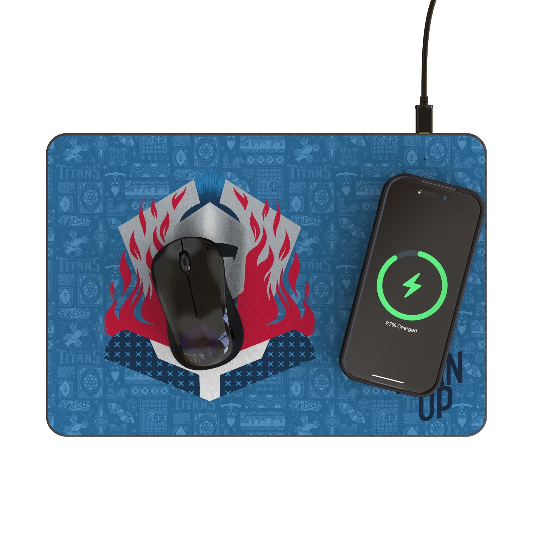 Tennessee Titans 2024 Edition 15-Watt Wireless Charger and Mouse Pad - Sports Gifts, Sports Memorabilia, Sports Collectibles, Fan Shop