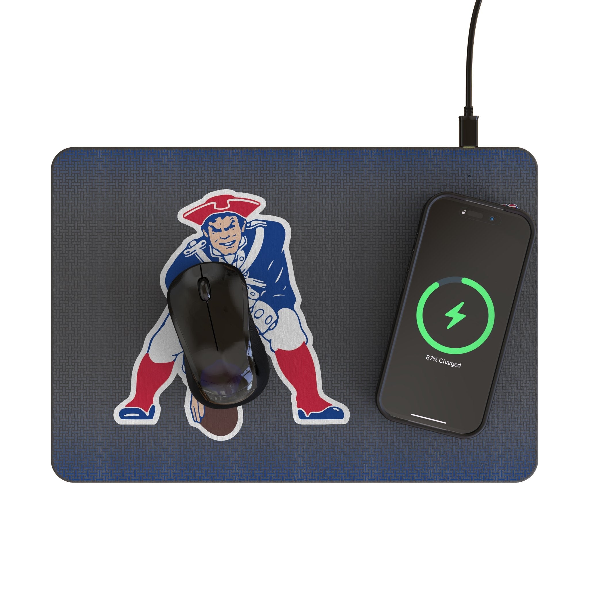 New England Patriots Historic Collection Linen 15-Watt Wireless Charger and Mouse Pad - Sports Gifts, Sports Memorabilia, Sports Collectibles, Fan Shop