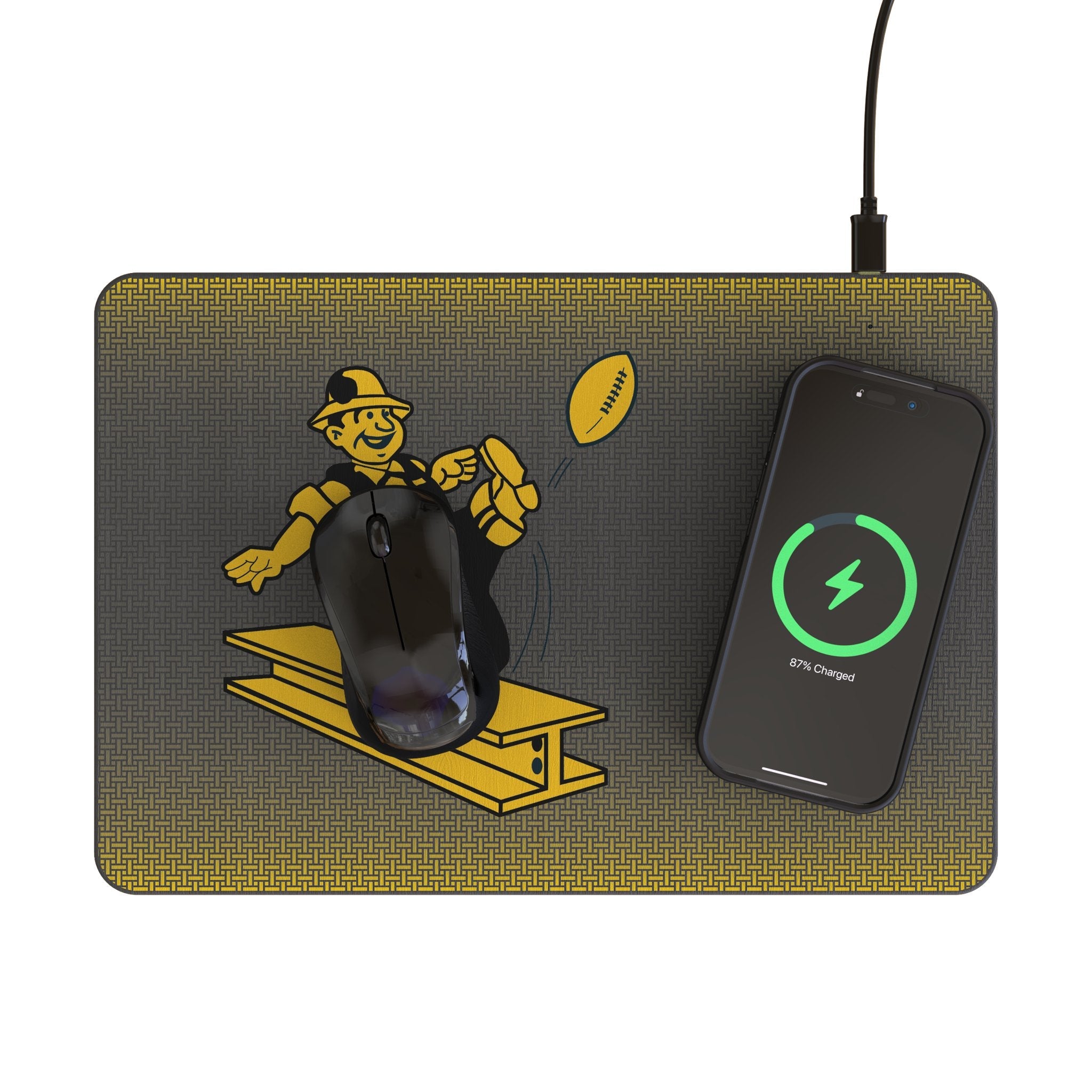 Pittsburgh Steelers 1961 Historic Collection Linen 15-Watt Wireless Charger and Mouse Pad - Sports Gifts, Sports Memorabilia, Sports Collectibles, Fan Shop