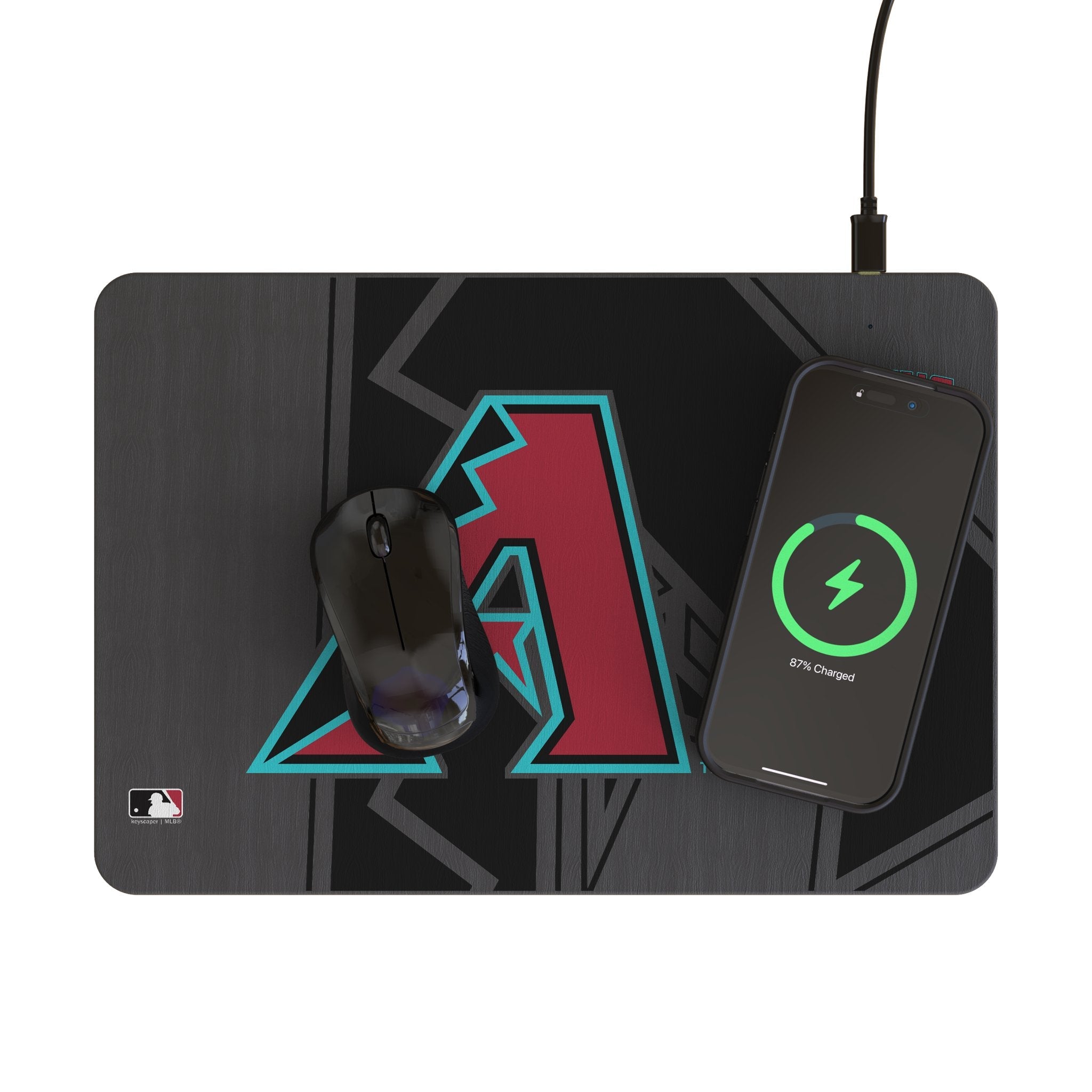 Arizona Diamondbacks Monocolor Tilt 15-Watt Wireless Charger and Mouse Pad - Sports Gifts, Sports Memorabilia, Sports Collectibles, Fan Shop