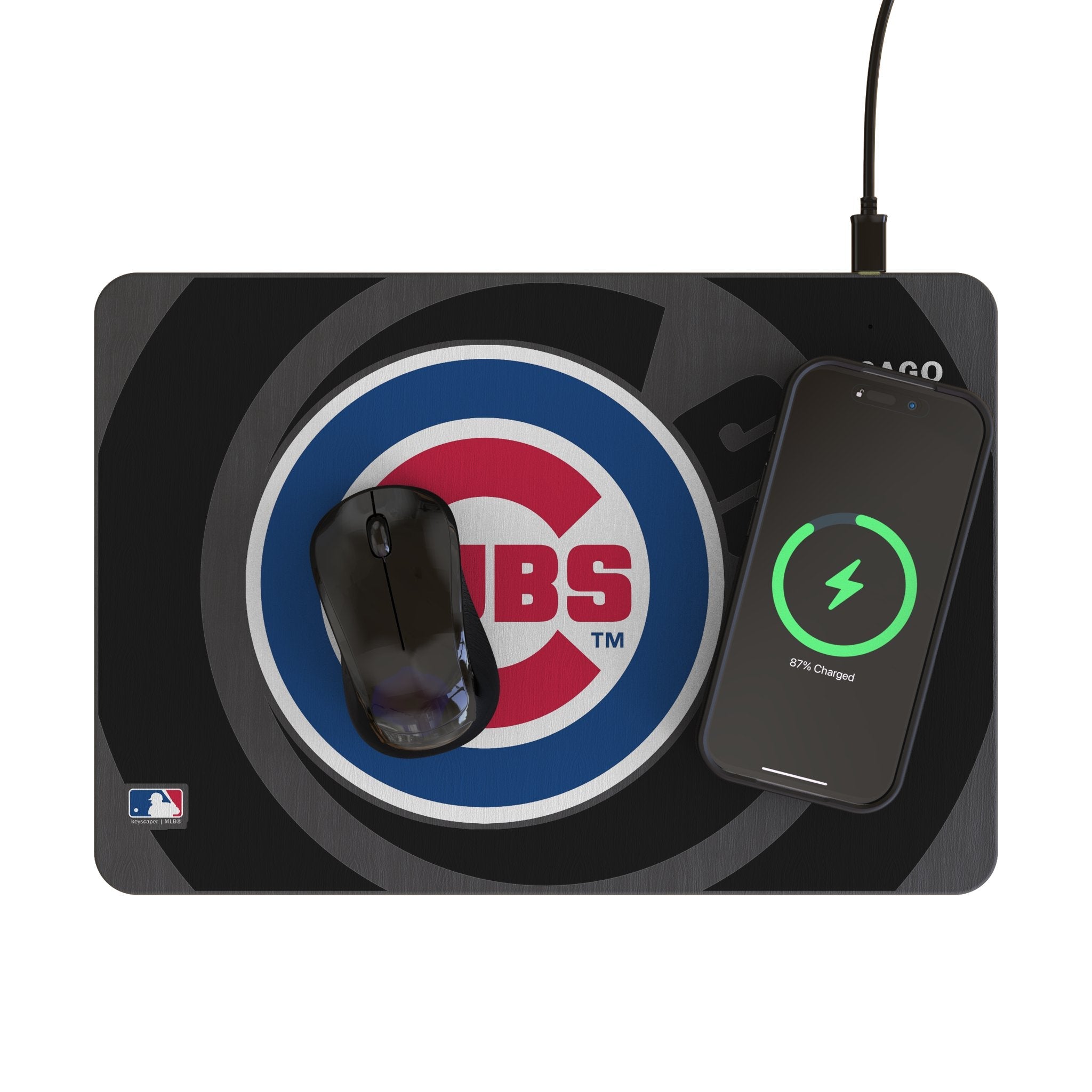 Chicago Cubs Monocolor Tilt 15-Watt Wireless Charger and Mouse Pad - Sports Gifts, Sports Memorabilia, Sports Collectibles, Fan Shop