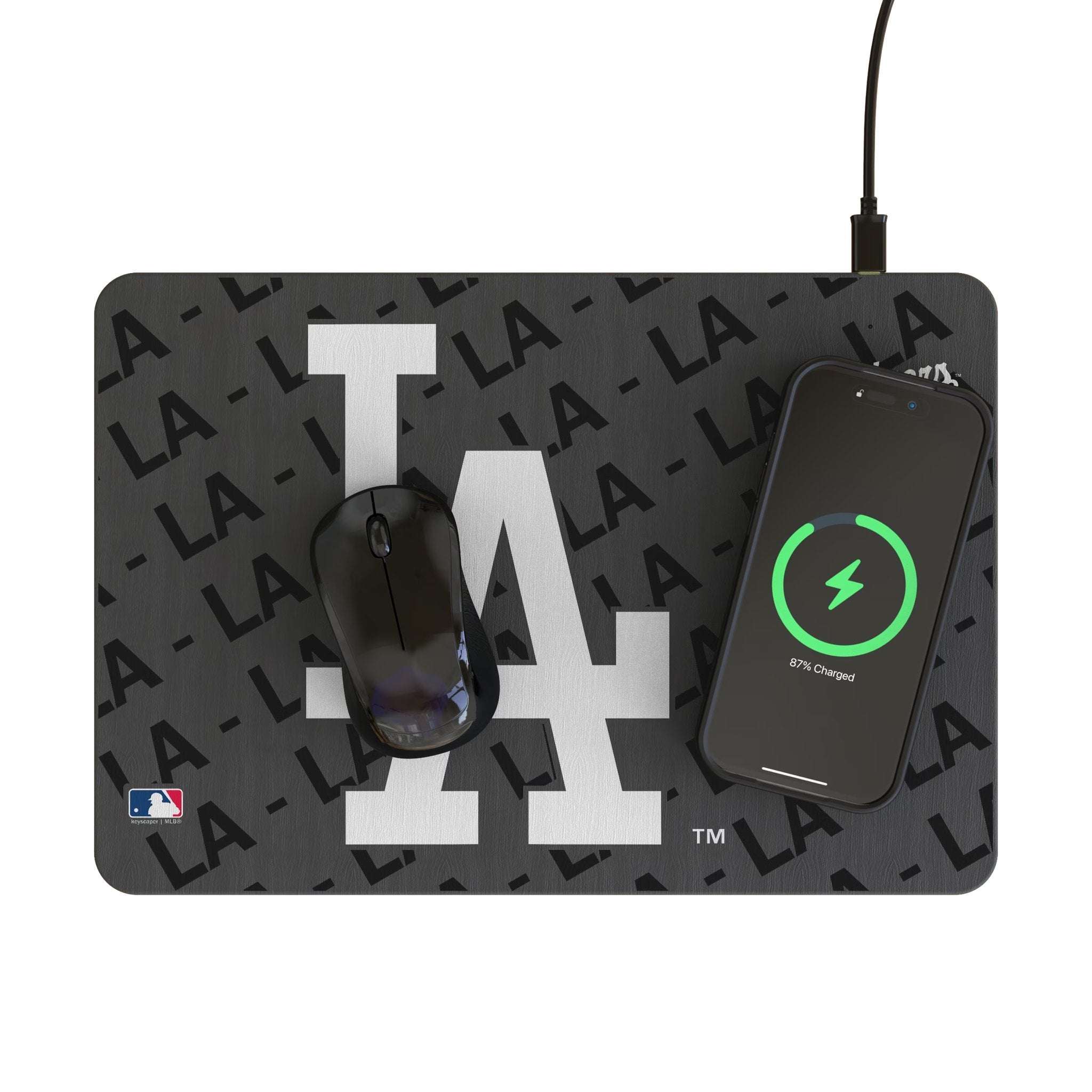 LA Dodgers Monocolor Tilt 15-Watt Wireless Charger and Mouse Pad - Sports Gifts, Sports Memorabilia, Sports Collectibles, Fan Shop