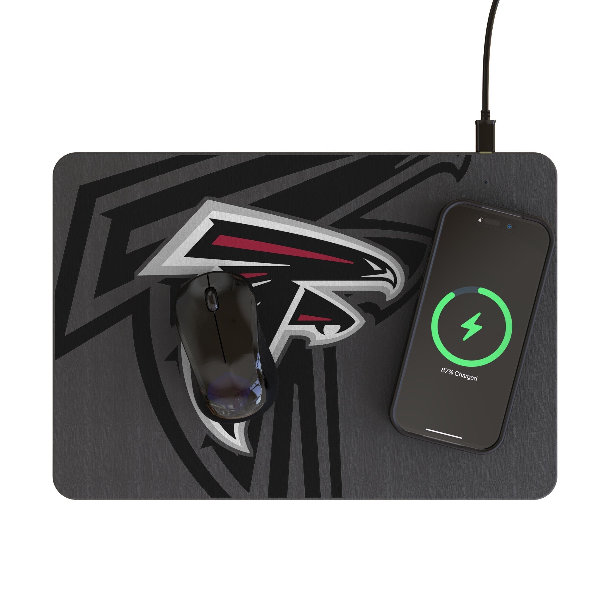 Atlanta Falcons Monocolor Tilt 15-Watt Wireless Charger and Mouse Pad - Sports Gifts, Sports Memorabilia, Sports Collectibles, Fan Shop