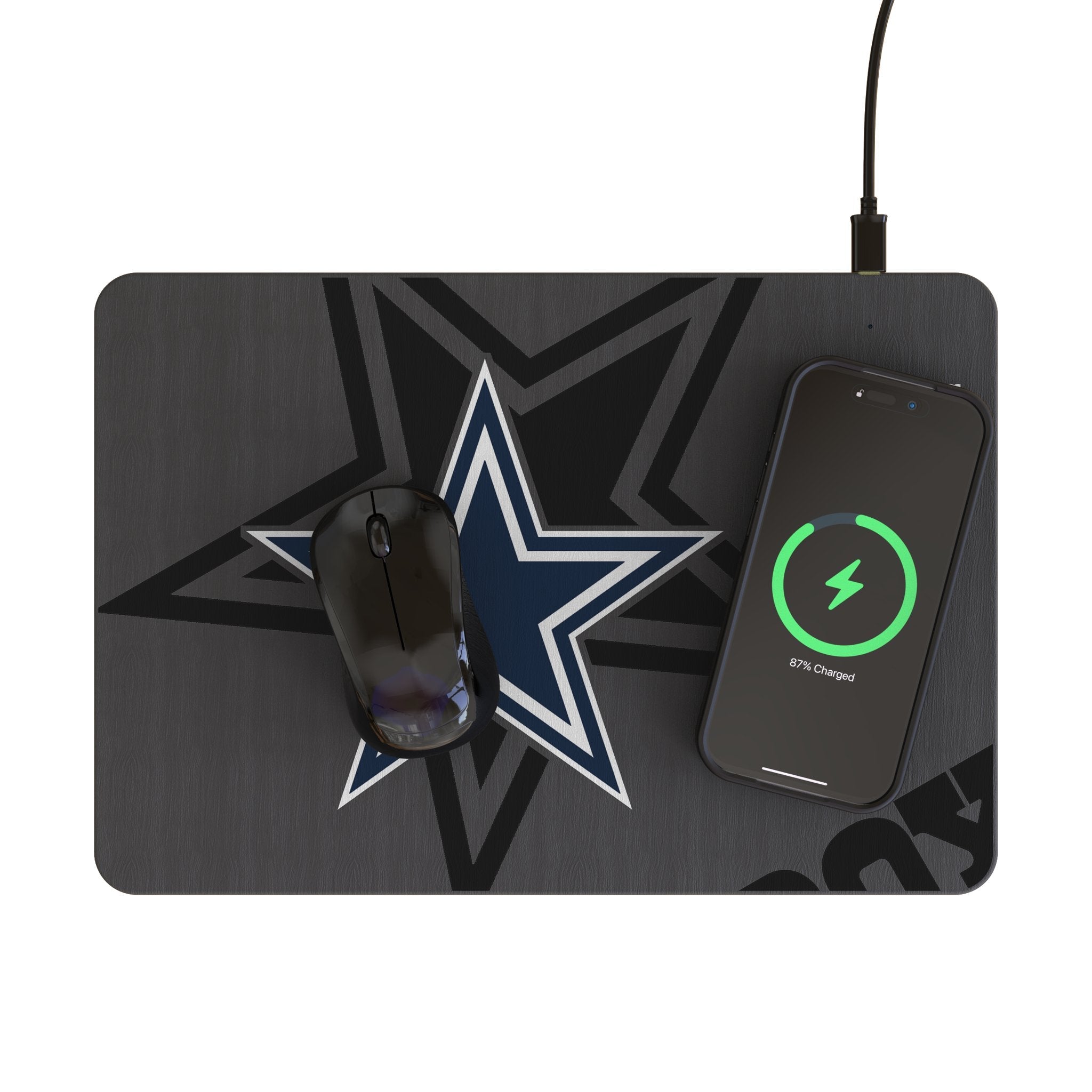 Dallas Cowboys Monocolor Tilt 15-Watt Wireless Charger and Mouse Pad - Sports Gifts, Sports Memorabilia, Sports Collectibles, Fan Shop
