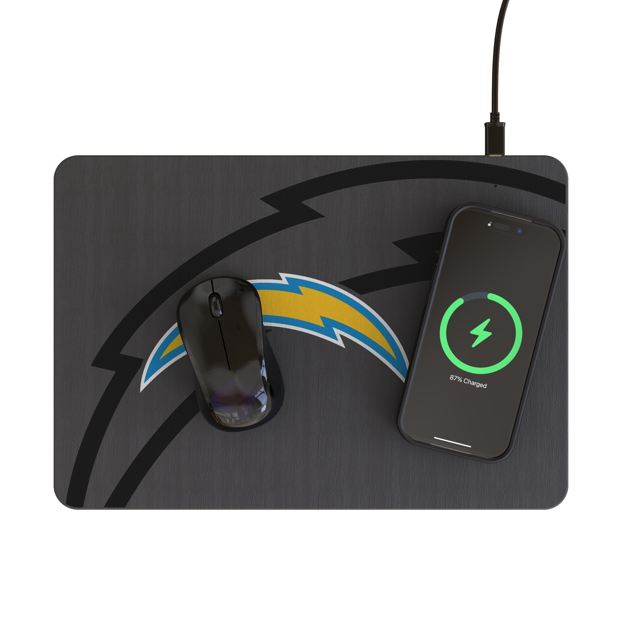 Los Angeles Chargers Monocolor Tilt 15-Watt Wireless Charger and Mouse Pad - Sports Gifts, Sports Memorabilia, Sports Collectibles, Fan Shop