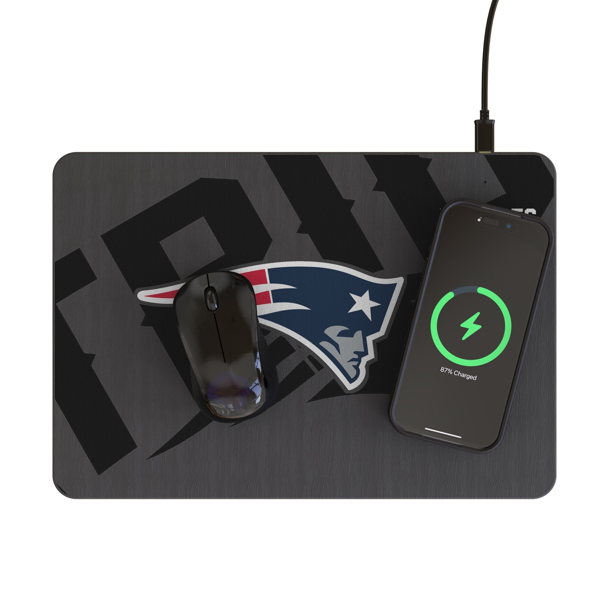 New England Patriots Monocolor Tilt 15-Watt Wireless Charger and Mouse Pad - Sports Gifts, Sports Memorabilia, Sports Collectibles, Fan Shop