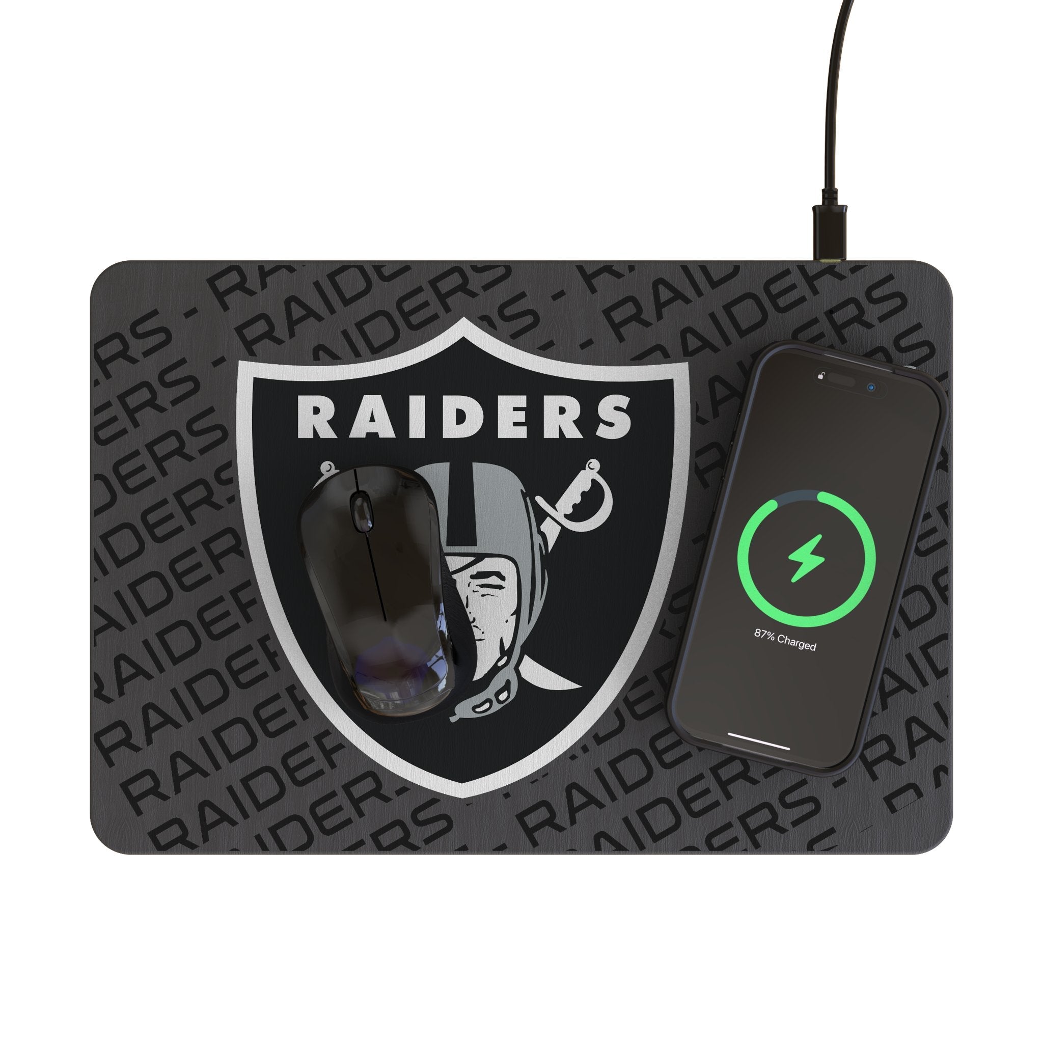Las Vegas Raiders Monocolor Tilt 15-Watt Wireless Charger and Mouse Pad - Sports Gifts, Sports Memorabilia, Sports Collectibles, Fan Shop