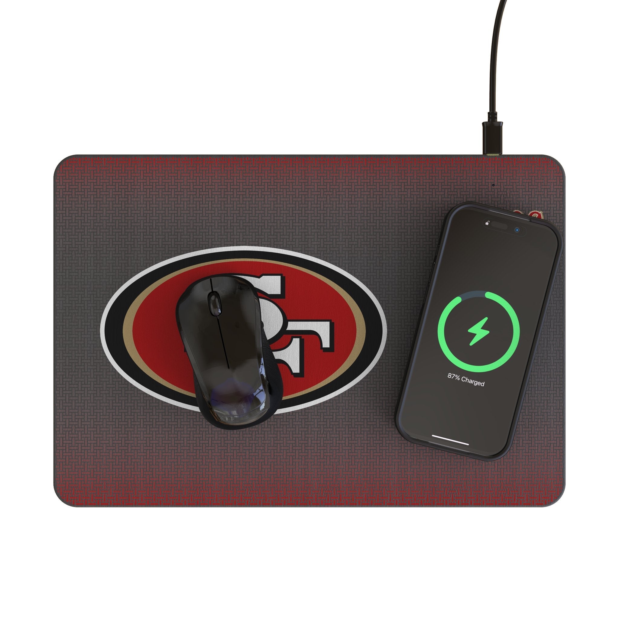 San Francisco 49ers Linen 15-Watt Wireless Charger and Mouse Pad - Sports Gifts, Sports Memorabilia, Sports Collectibles, Fan Shop