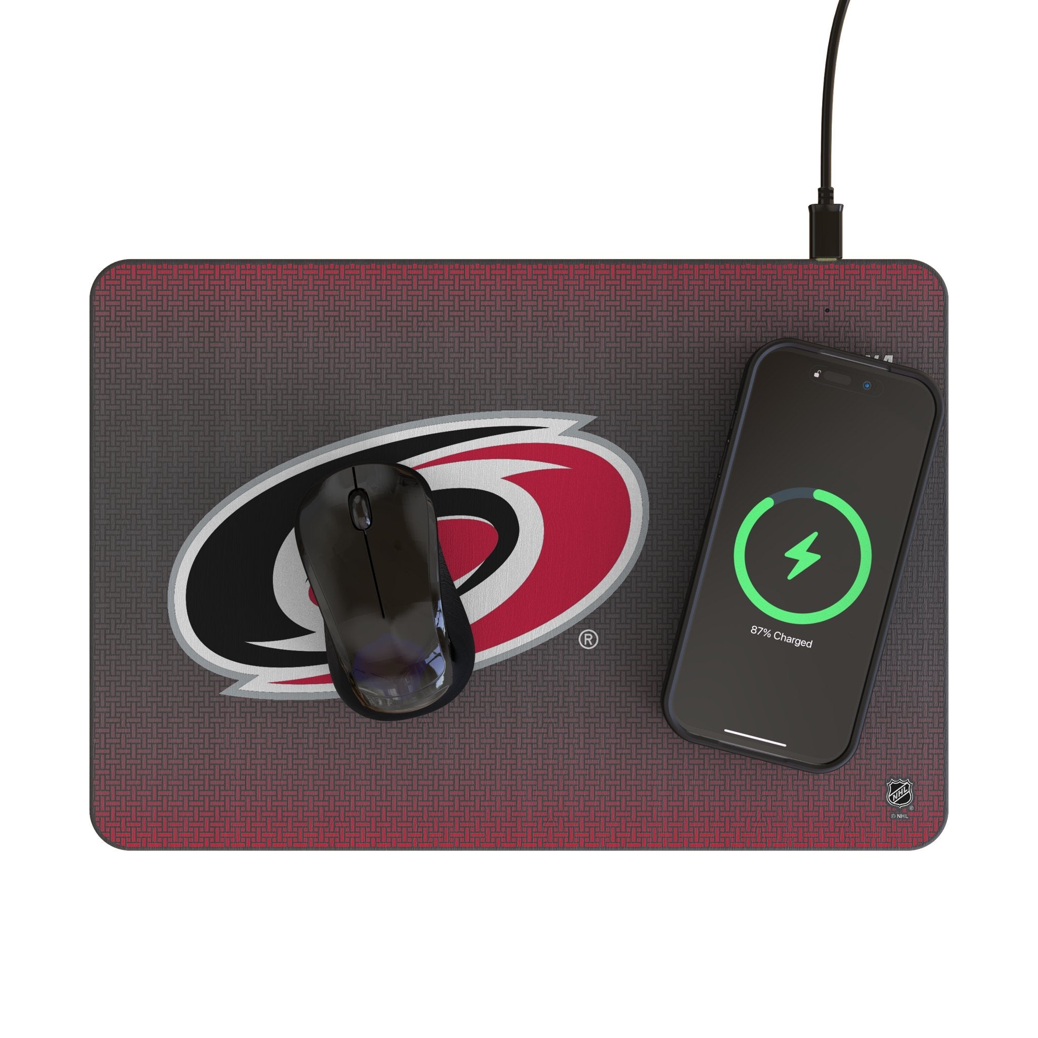 Carolina Hurricanes Linen 15-Watt Wireless Charger and Mouse Pad - Sports Gifts, Sports Memorabilia, Sports Collectibles, Fan Shop