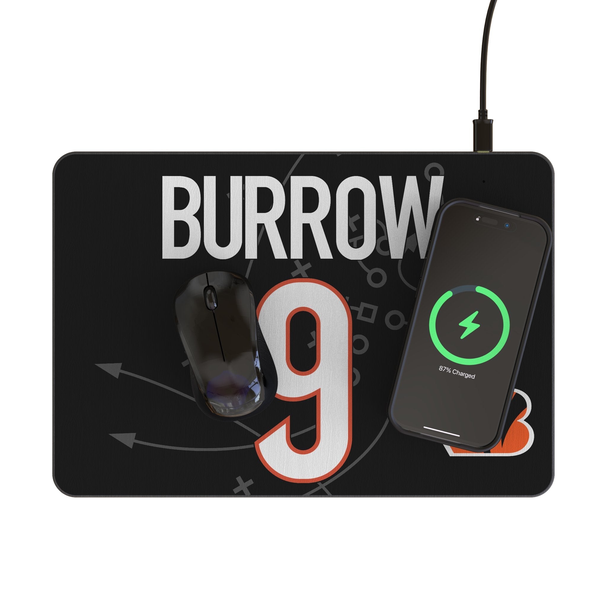 Joe Burrow Cincinnati Bengals 9 Game Tactic 15-Watt Wireless Charger and Mouse Pad - Sports Gifts, Sports Memorabilia, Sports Collectibles, Fan Shop