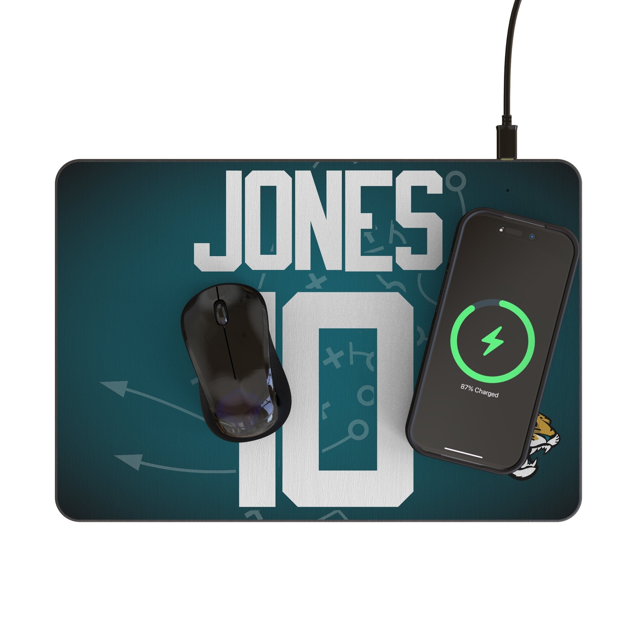 Mac Jones Jacksonville Jaguars 10 Game Tactic 15-Watt Wireless Charger and Mouse Pad - Sports Gifts, Sports Memorabilia, Sports Collectibles, Fan Shop