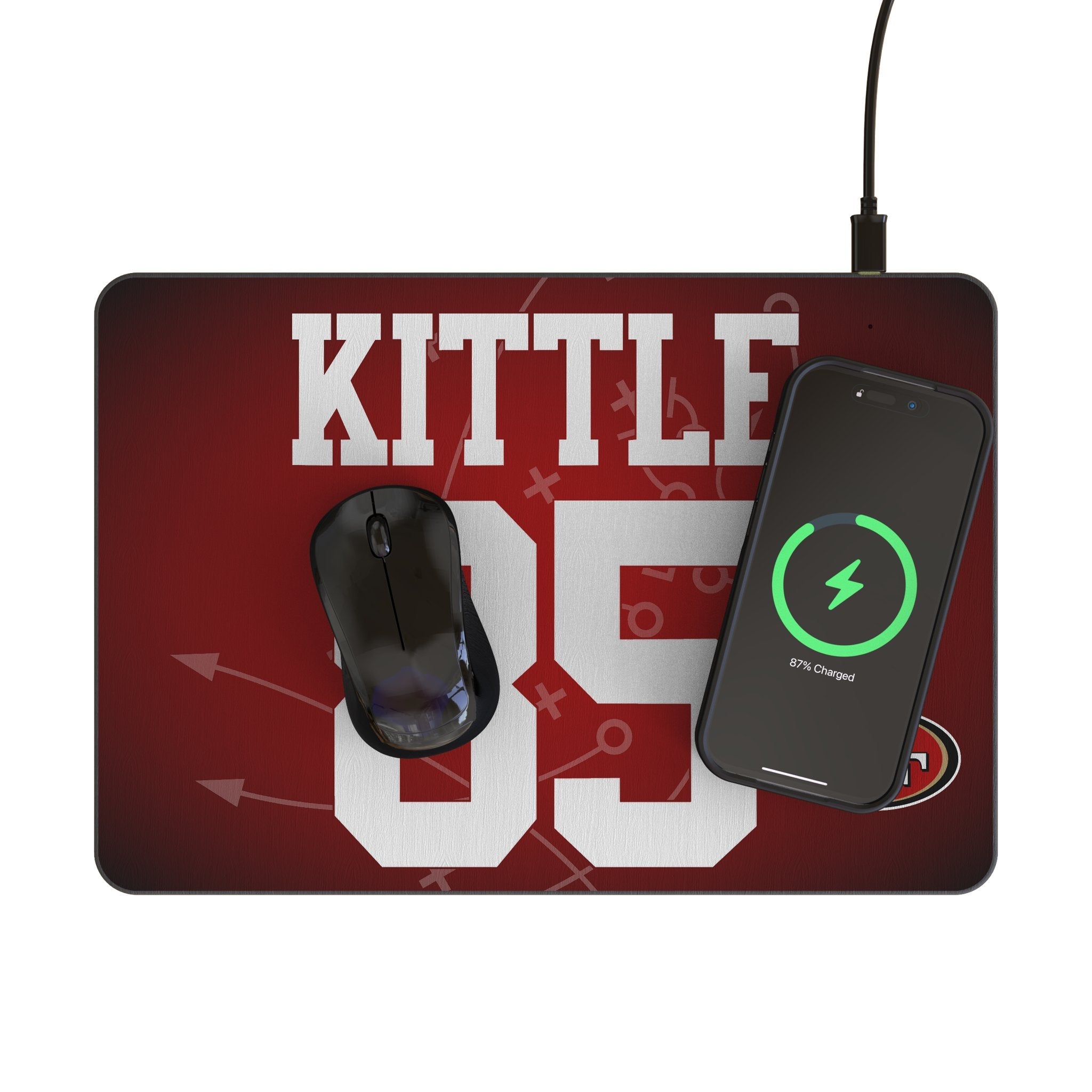 George Kittle San Francisco 49ers 85 Game Tactic 15-Watt Wireless Charger and Mouse Pad - Sports Gifts, Sports Memorabilia, Sports Collectibles, Fan Shop