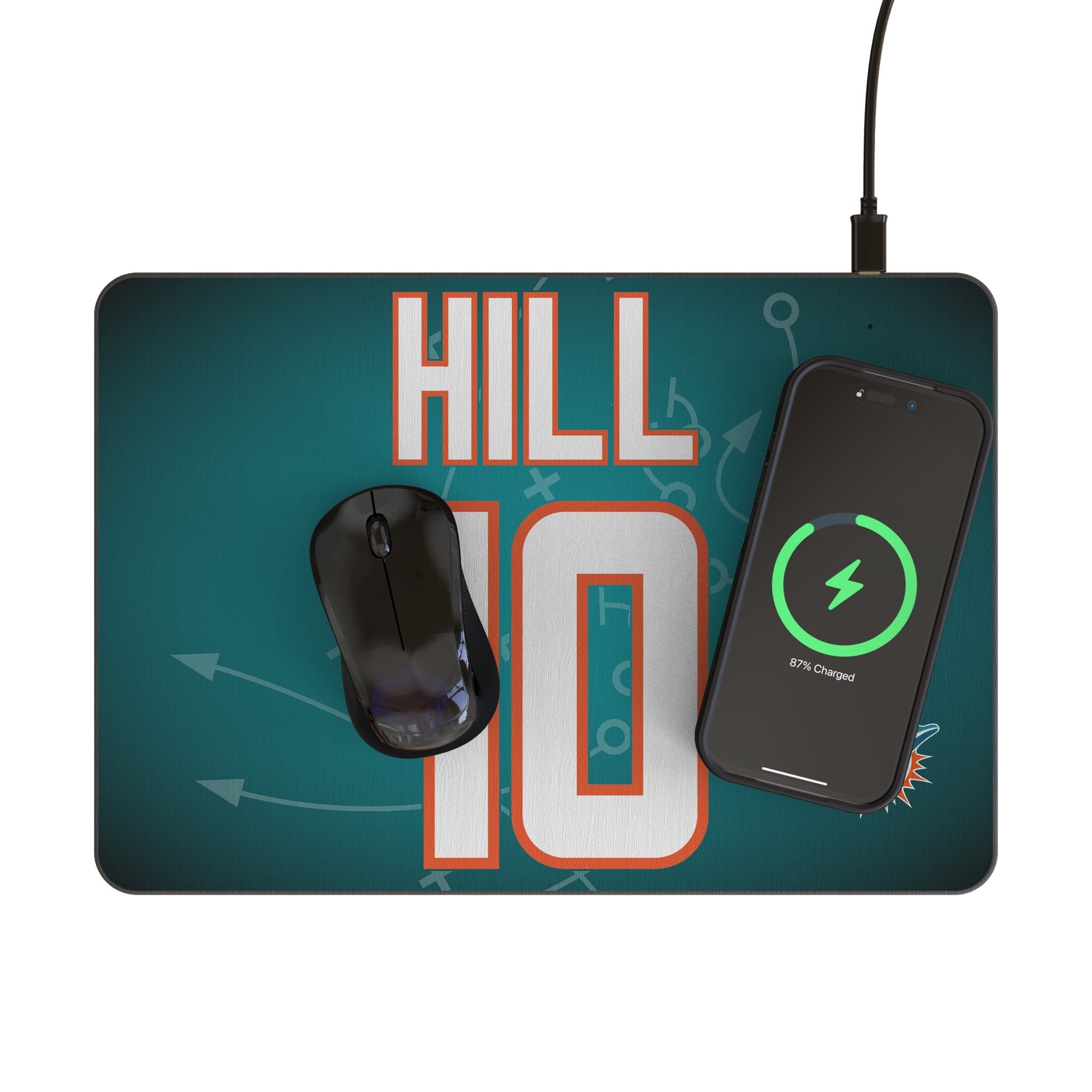 Tyreek Hill Miami Dolphins 10 Game Tactic 15-Watt Wireless Charger and Mouse Pad - Sports Gifts, Sports Memorabilia, Sports Collectibles, Fan Shop