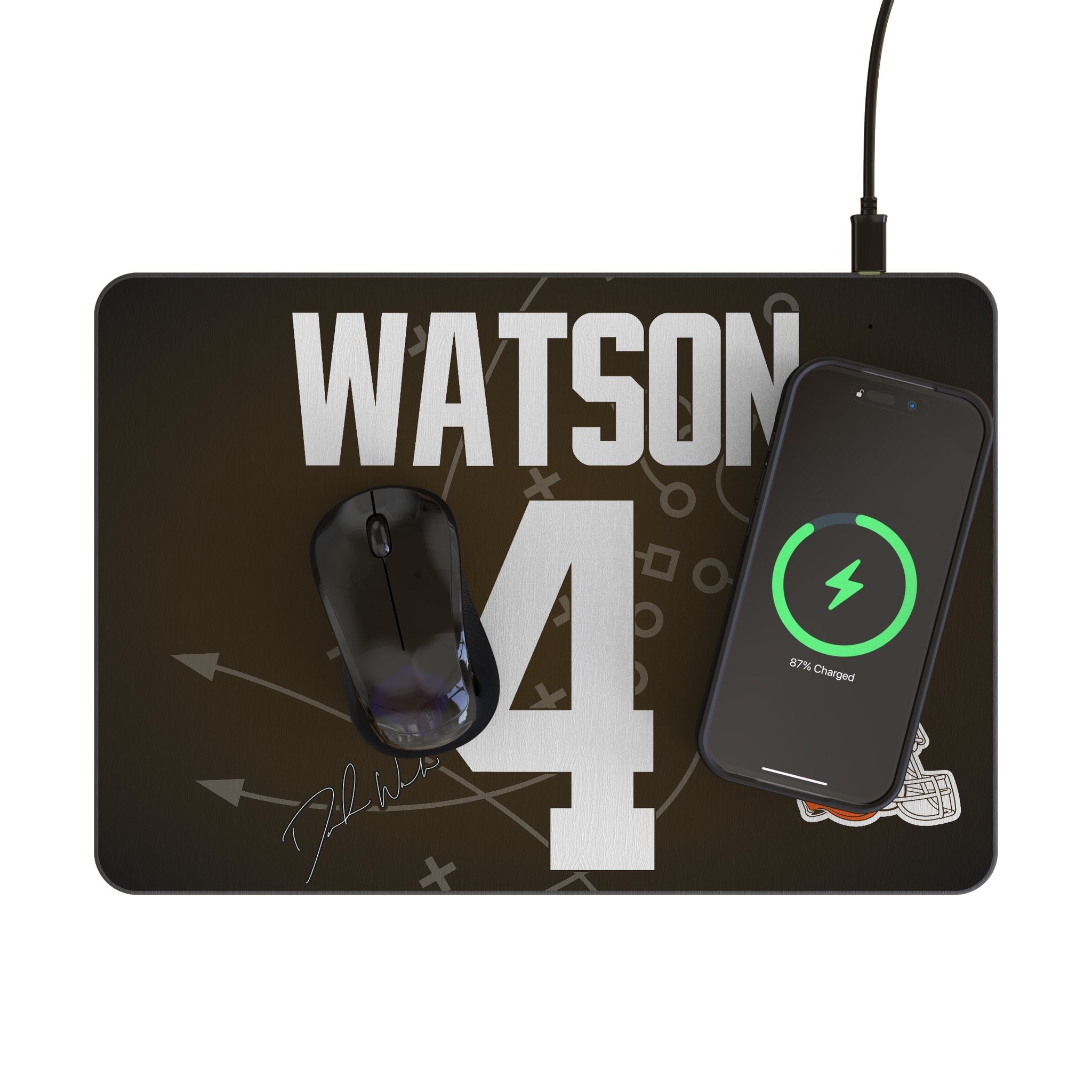 Deshaun Watson Cleveland Browns 4 Game Tactic 15-Watt Wireless Charger and Mouse Pad - Sports Gifts, Sports Memorabilia, Sports Collectibles, Fan Shop