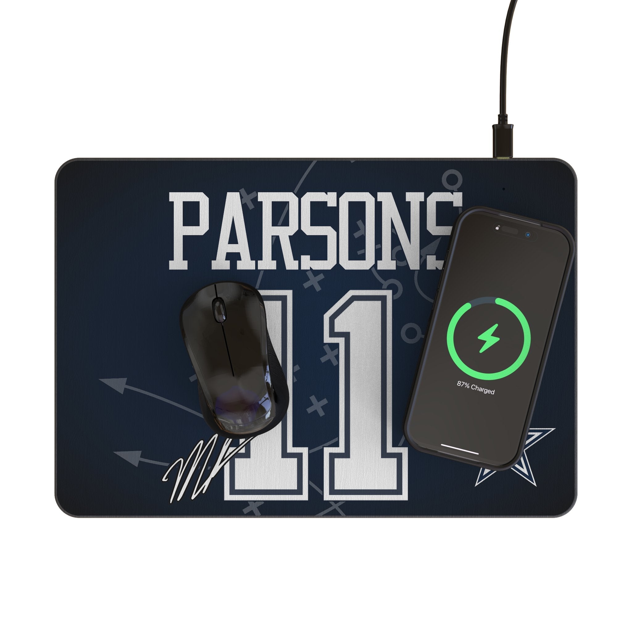 Micah Parsons Dallas Cowboys 11 Game Tactic 15-Watt Wireless Charger and Mouse Pad - Sports Gifts, Sports Memorabilia, Sports Collectibles, Fan Shop