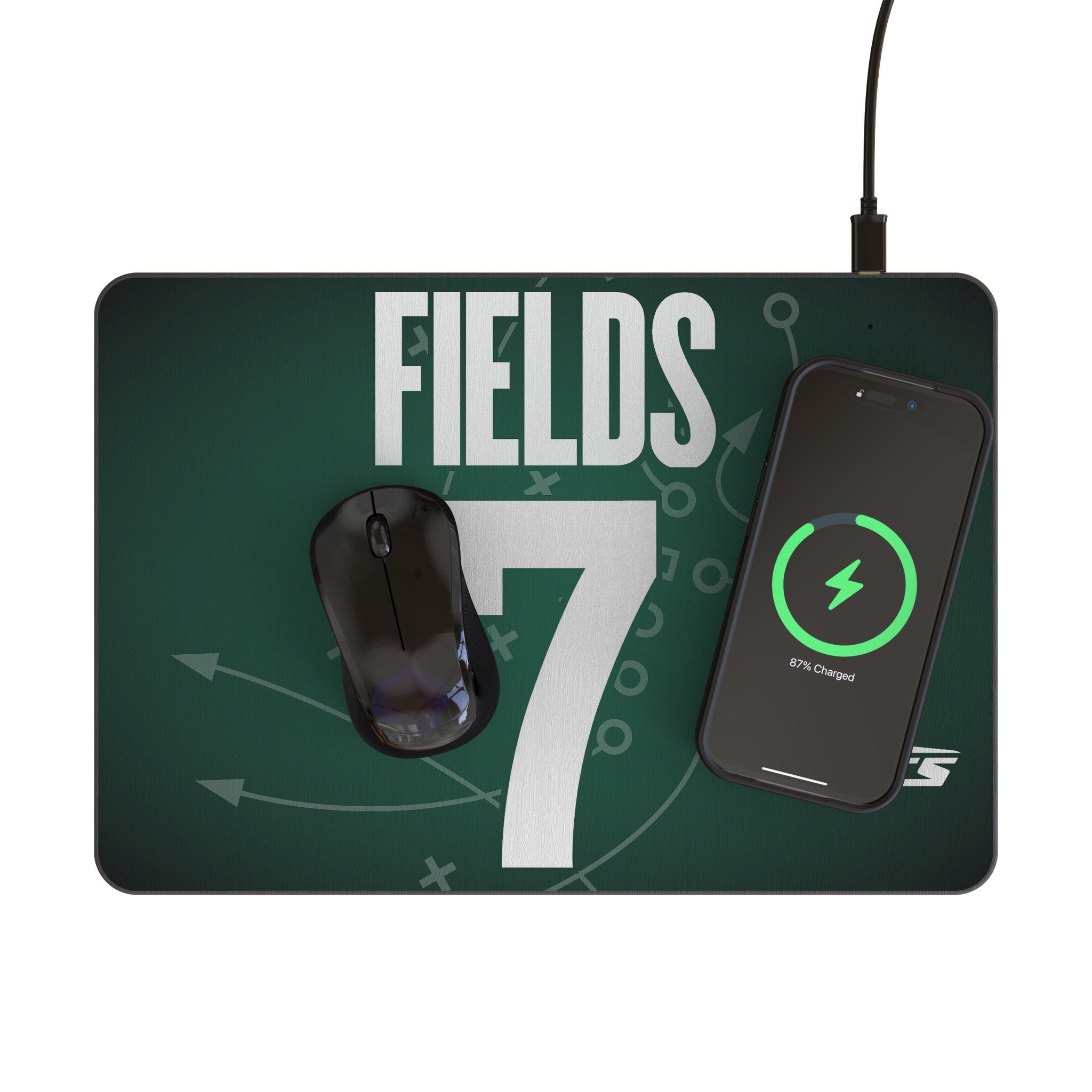 Justin Fields New York Jets 7 Game Tactic 15-Watt Wireless Charger and Mouse Pad - Sports Gifts, Sports Memorabilia, Sports Collectibles, Fan Shop