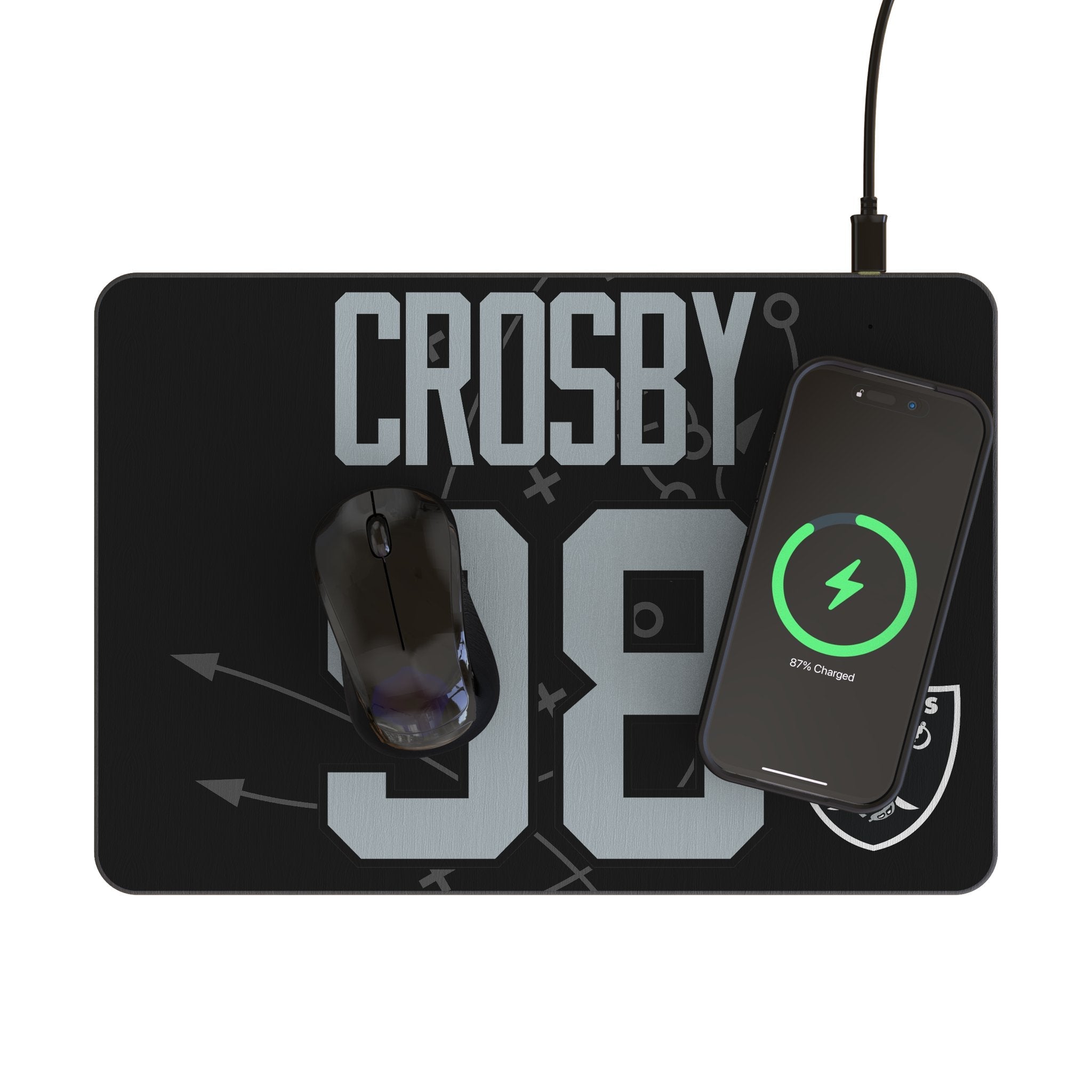 Maxx Crosby Las Vegas Raiders 98 Game Tactic 15-Watt Wireless Charger and Mouse Pad - Sports Gifts, Sports Memorabilia, Sports Collectibles, Fan Shop