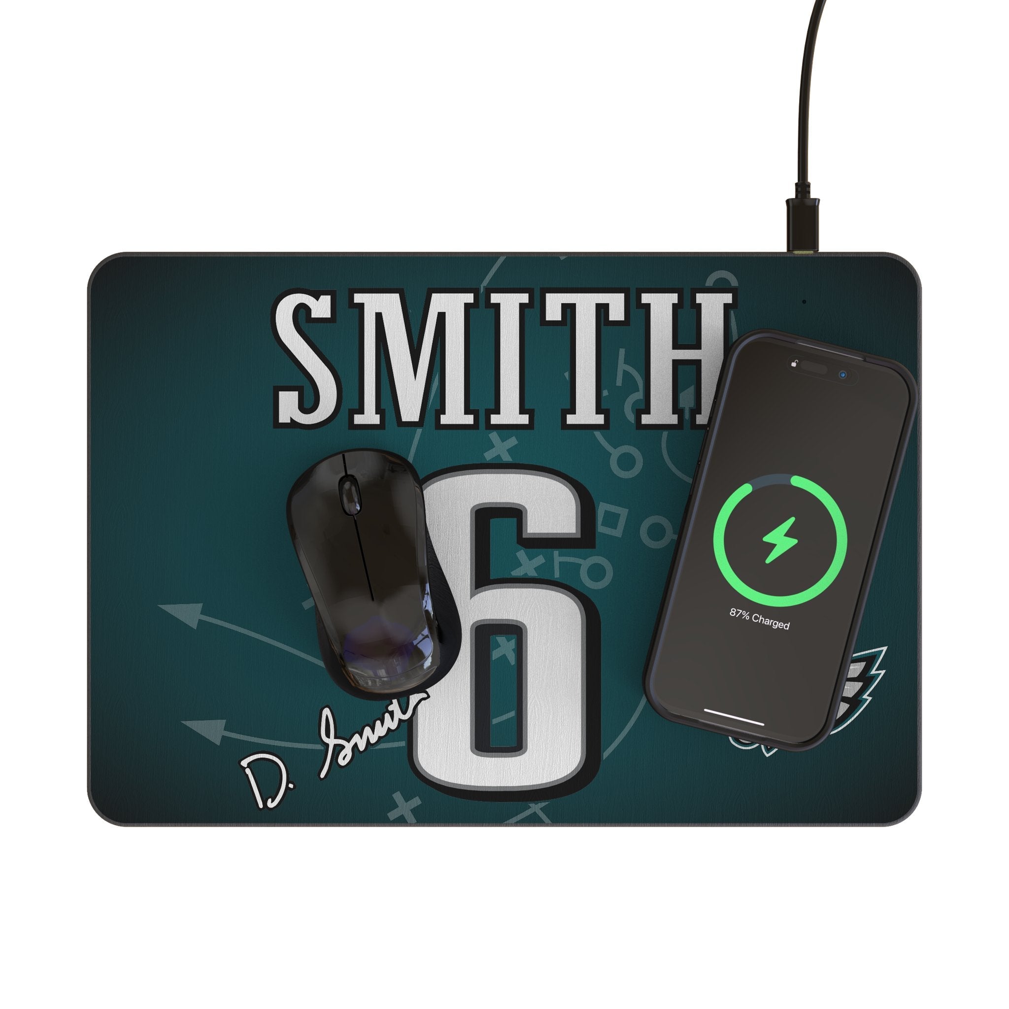 DeVonta Smith Philadelphia Eagles 6 Game Tactic 15-Watt Wireless Charger and Mouse Pad - Sports Gifts, Sports Memorabilia, Sports Collectibles, Fan Shop