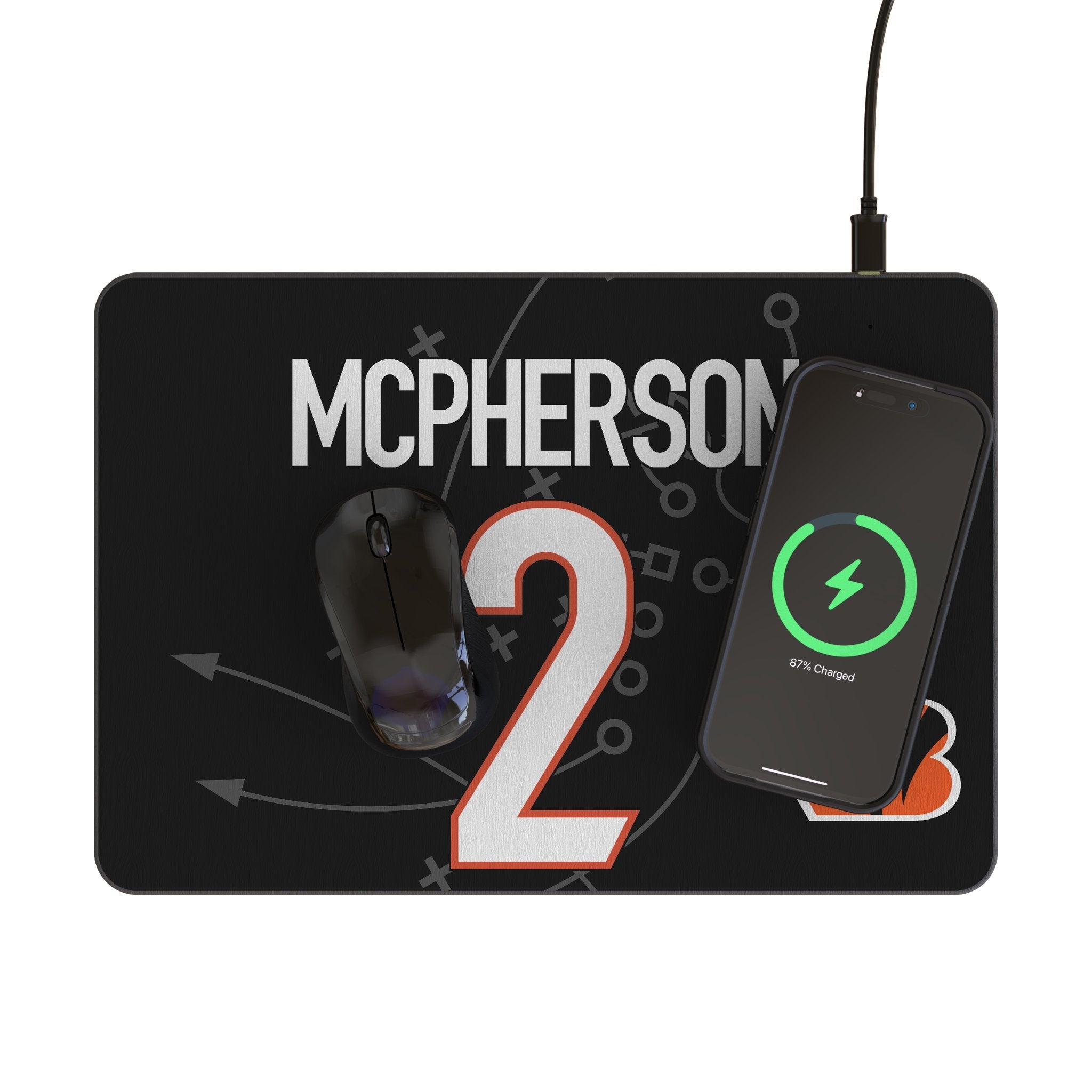 Evan McPherson Cincinnati Bengals 2 Game Tactic 15-Watt Wireless Charger and Mouse Pad - Sports Gifts, Sports Memorabilia, Sports Collectibles, Fan Shop