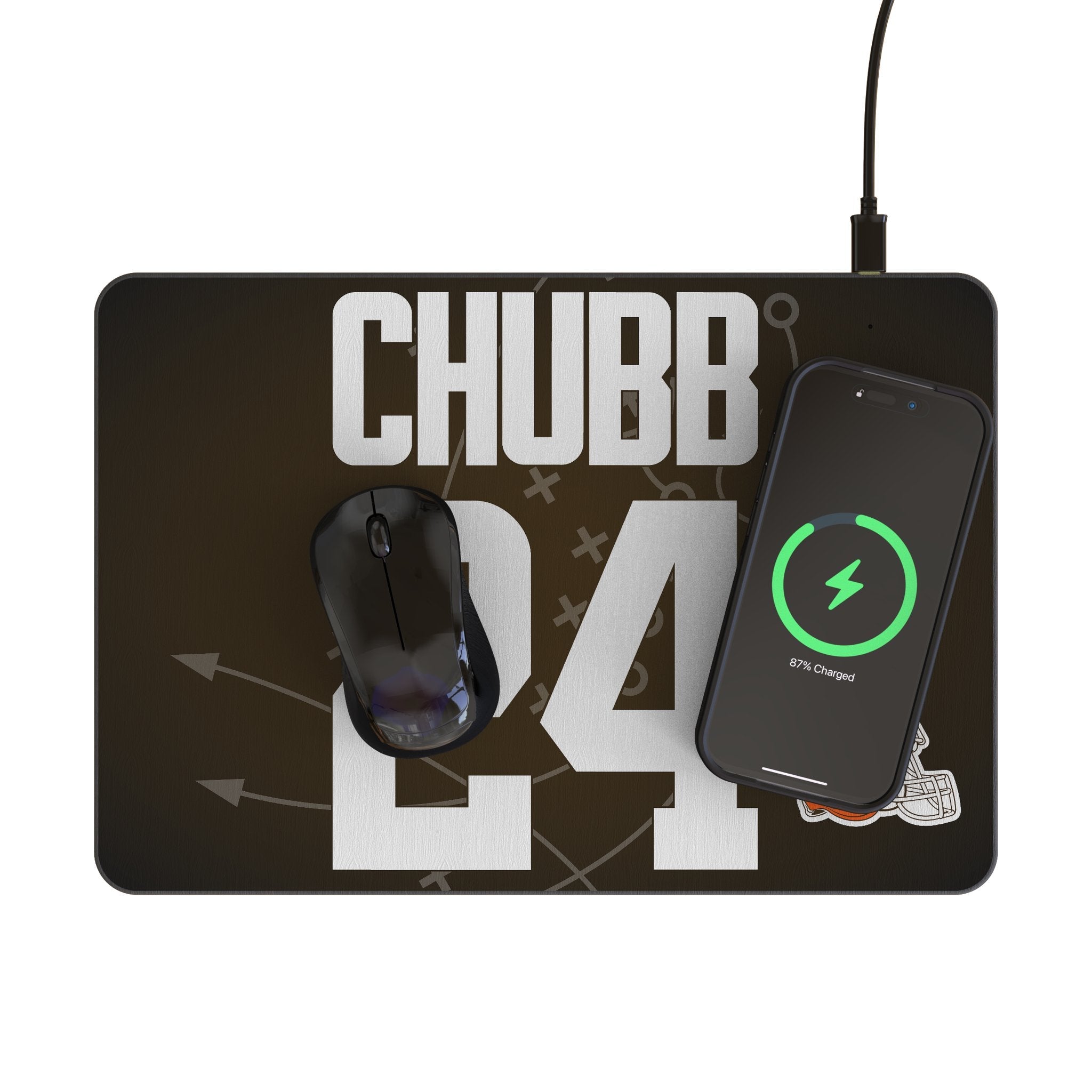 Nick Chubb Cleveland Browns 24 Game Tactic 15-Watt Wireless Charger and Mouse Pad - Sports Gifts, Sports Memorabilia, Sports Collectibles, Fan Shop