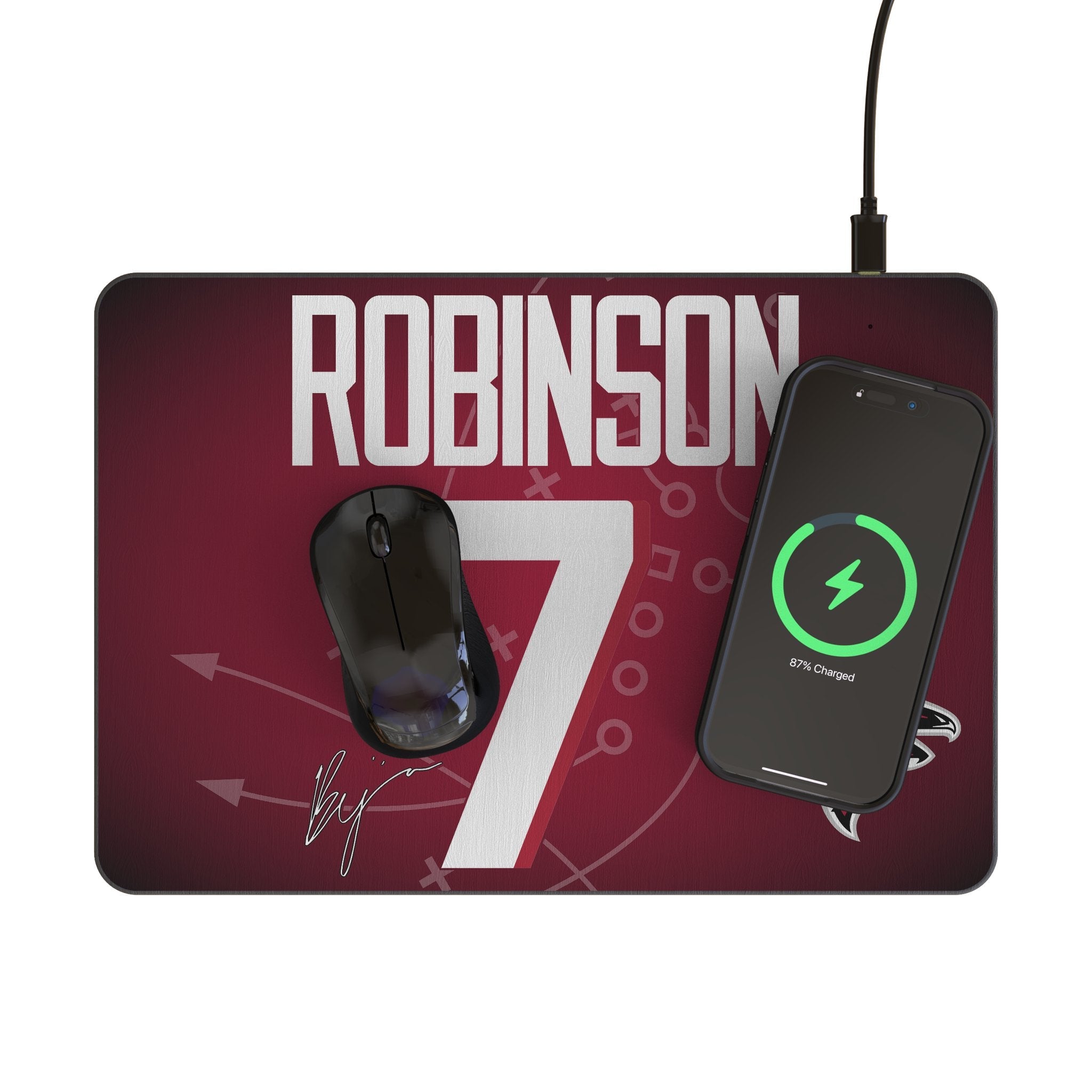 Bijan Robinson Atlanta Falcons 7 Game Tactic 15-Watt Wireless Charger and Mouse Pad - Sports Gifts, Sports Memorabilia, Sports Collectibles, Fan Shop