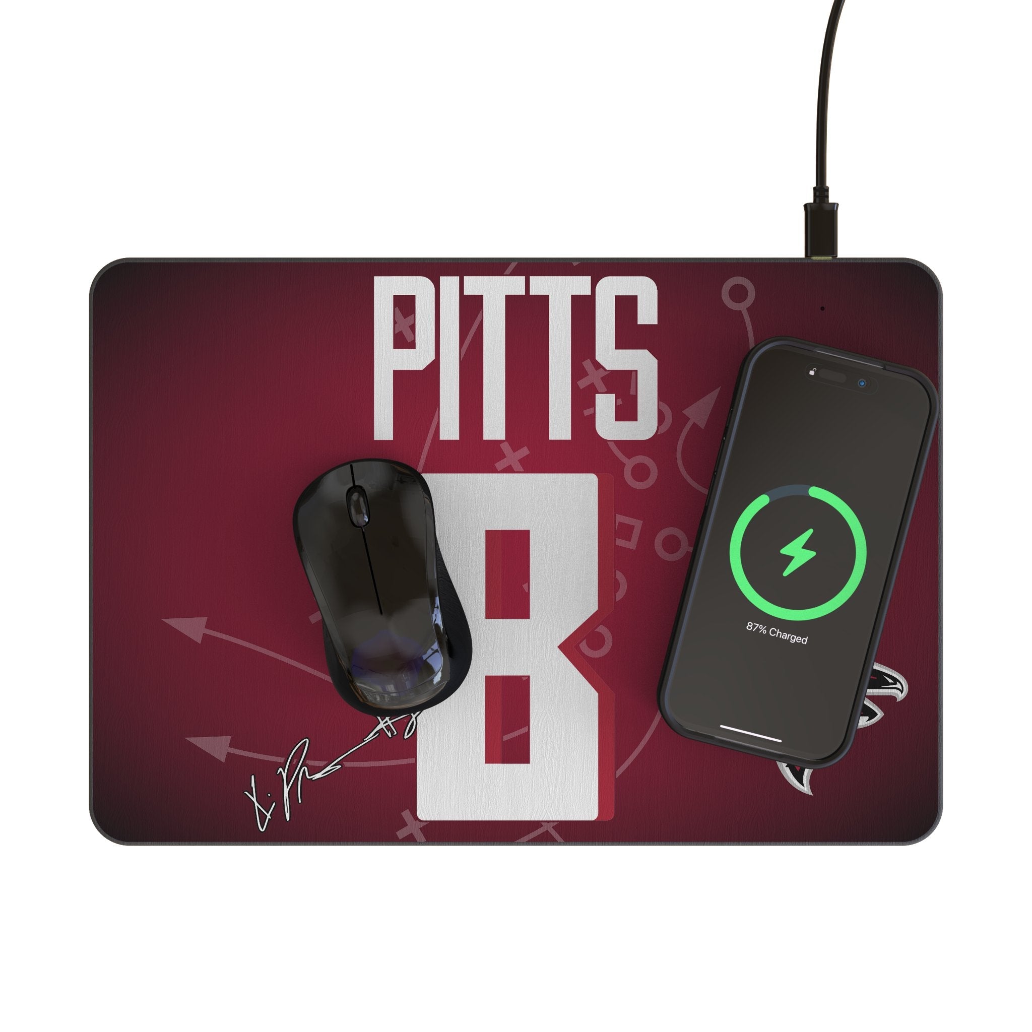 Kyle Pitts Atlanta Falcons 8 Game Tactic 15-Watt Wireless Charger and Mouse Pad - Sports Gifts, Sports Memorabilia, Sports Collectibles, Fan Shop