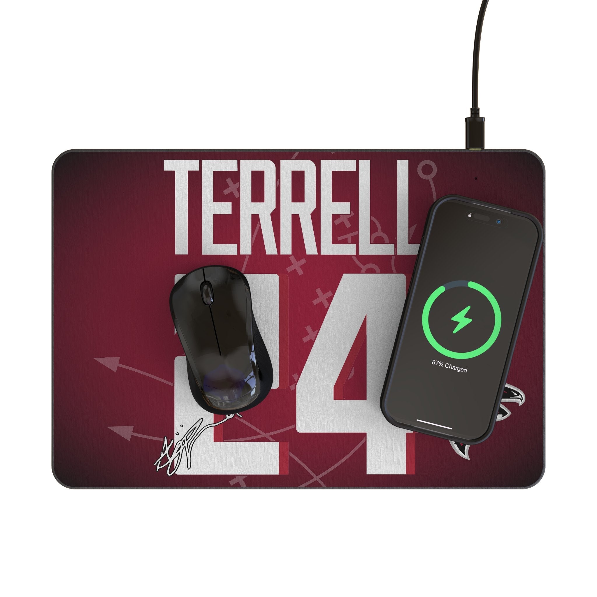 A.J. Terrell Atlanta Falcons 24 Game Tactic 15-Watt Wireless Charger and Mouse Pad - Sports Gifts, Sports Memorabilia, Sports Collectibles, Fan Shop