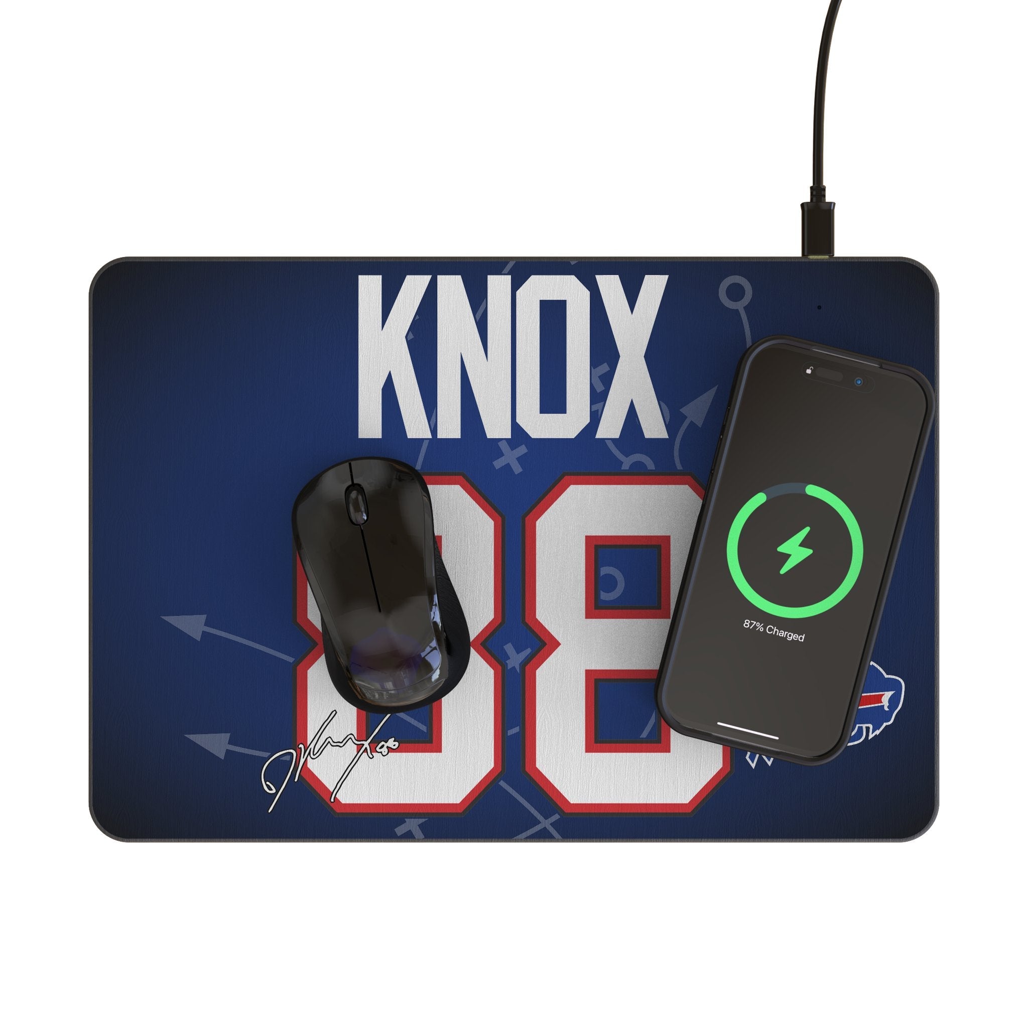 Dawson Knox Buffalo Bills 88 Game Tactic 15-Watt Wireless Charger and Mouse Pad - Sports Gifts, Sports Memorabilia, Sports Collectibles, Fan Shop