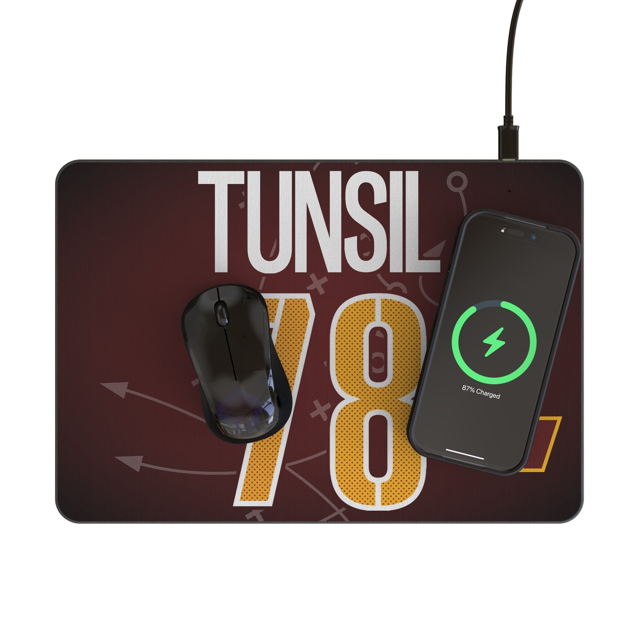 Laremy Tunsil Washington Commanders 78 Game Tactic 15-Watt Wireless Charger and Mouse Pad - Sports Gifts, Sports Memorabilia, Sports Collectibles, Fan Shop